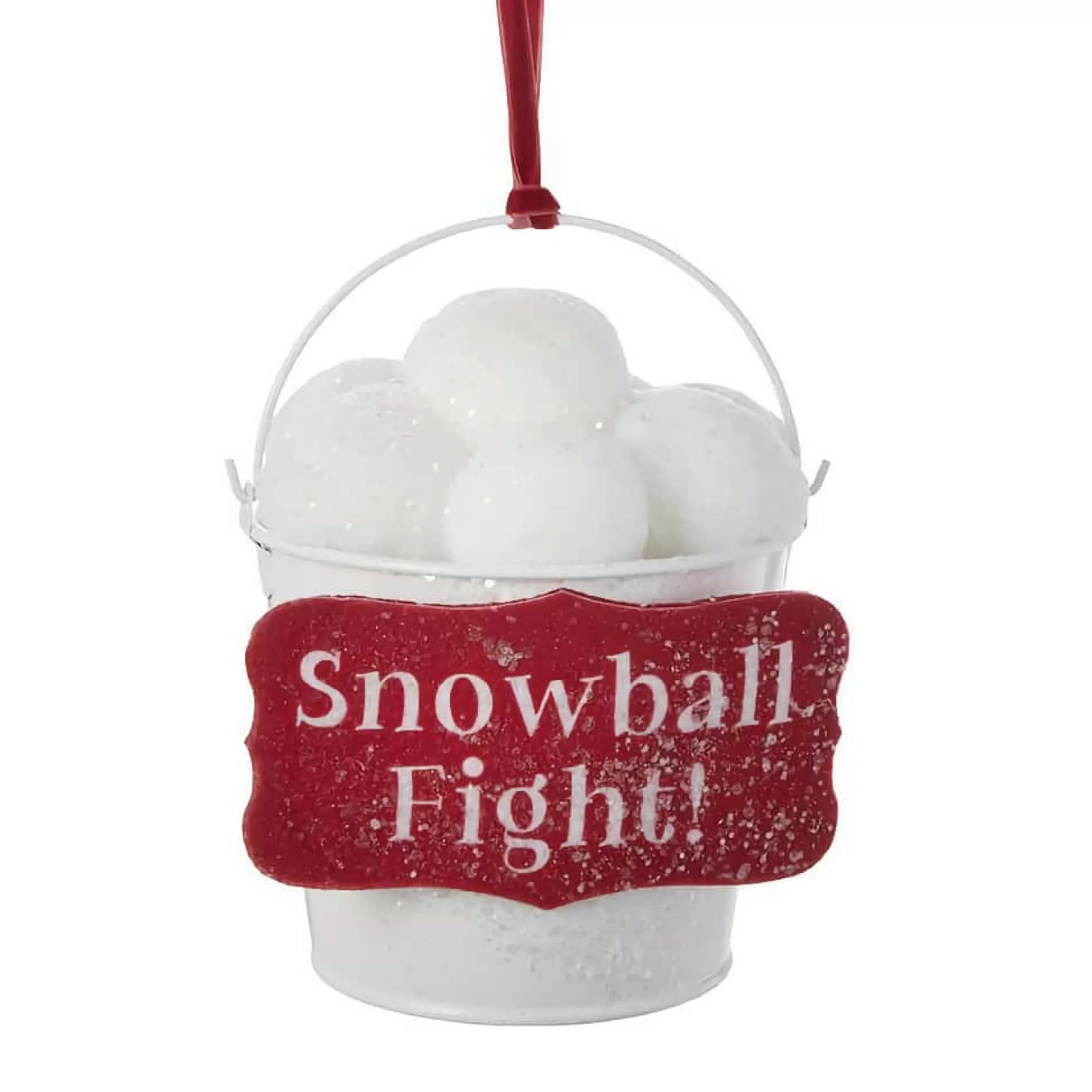 RAZ Imports Table Top Decorations | Snowball Fight Bucket Ornament - 16.5Cm