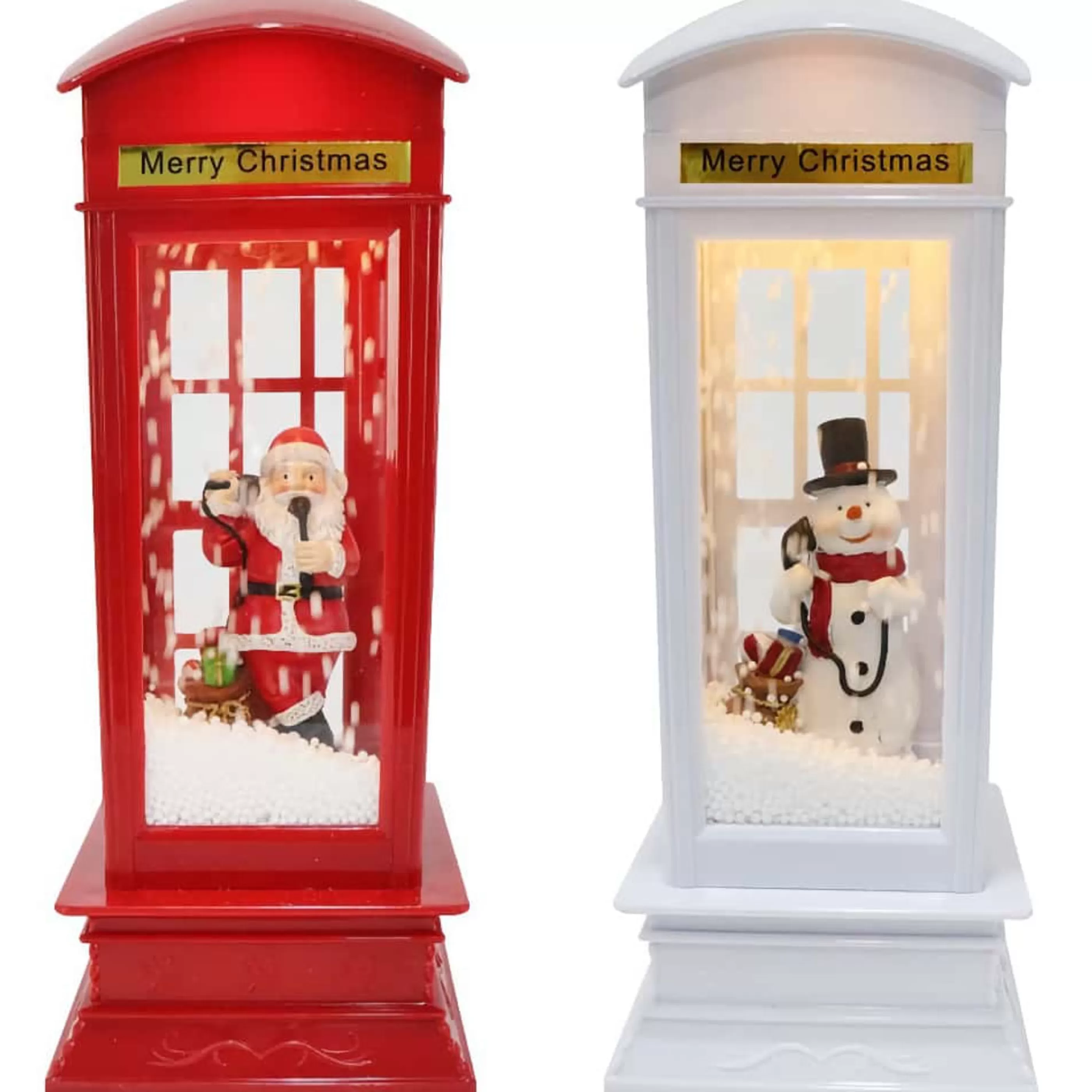 Cheap * Snowing Santa Phone Booth Lightup Musical (2 Styles) - 33Cm