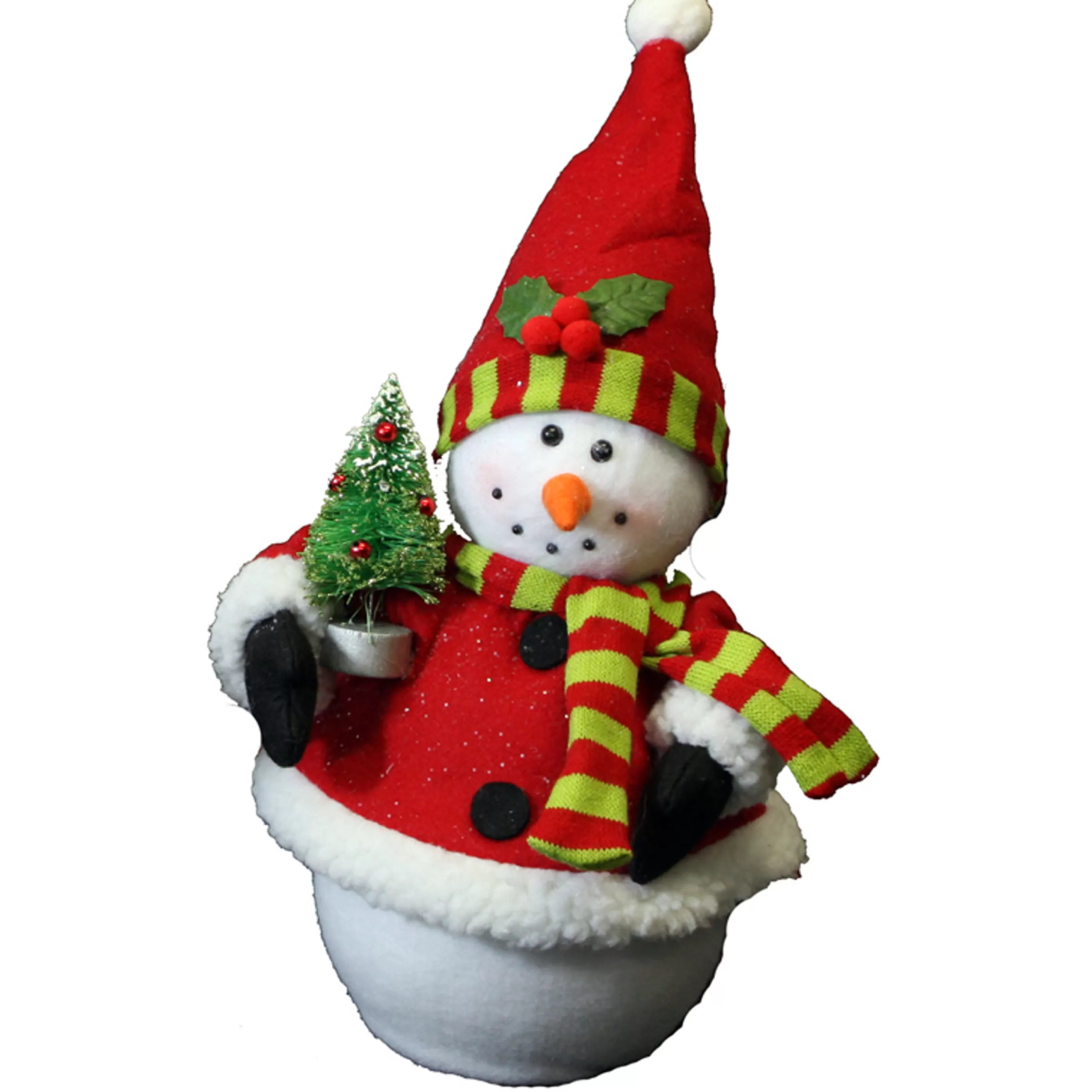 RAZ Imports Table Top Decorations | Snowman Santa Holding Tree - 42Cm