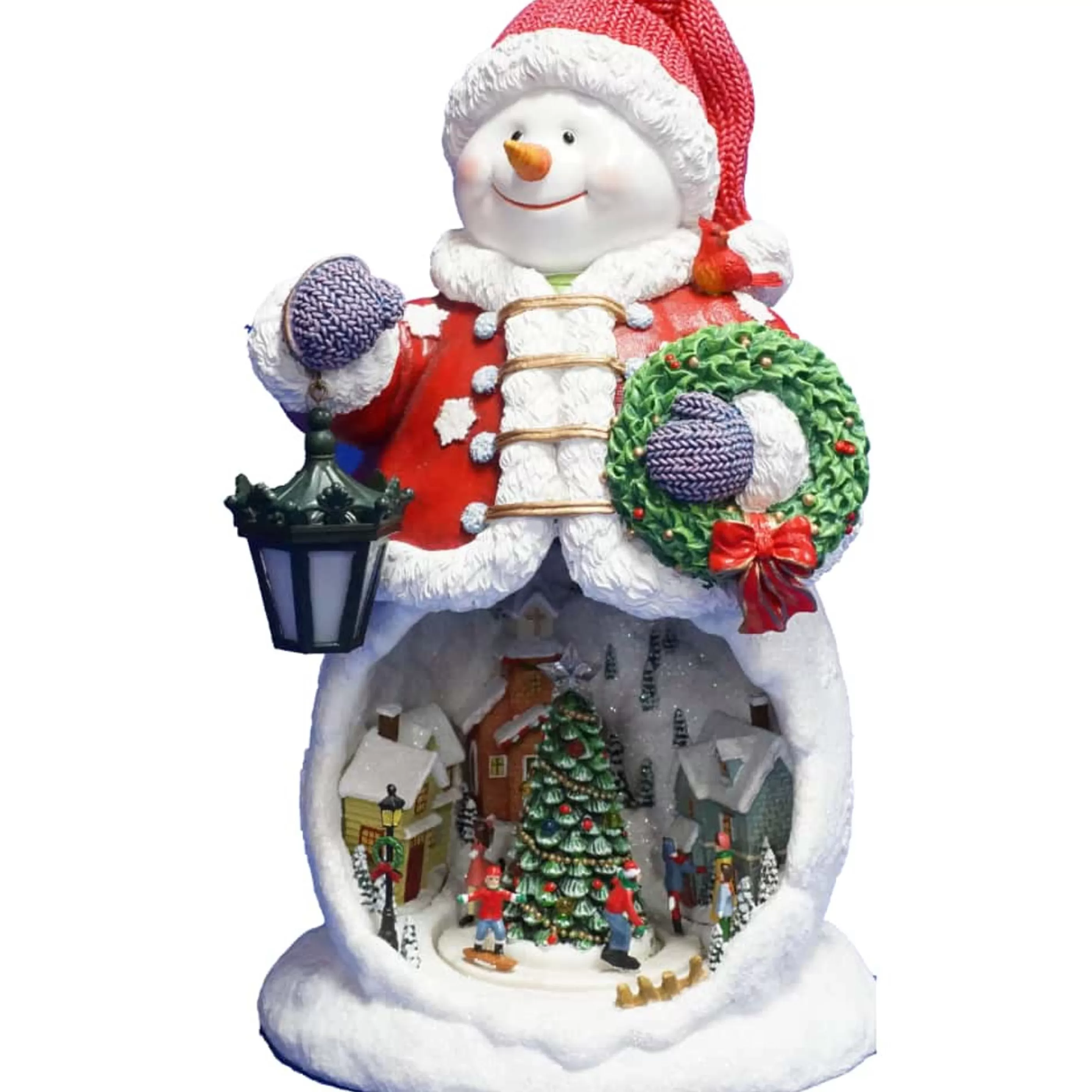 * Table Top Decorations | Snowman With Animated Lightup Christmas Tree Scene Musical - 32Cm