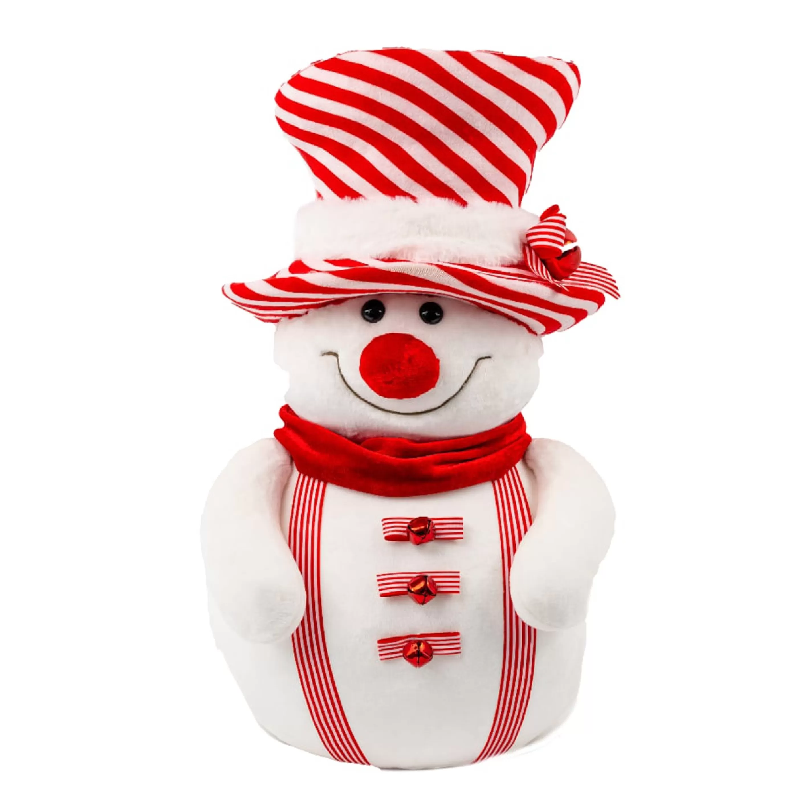 * Table Top Decorations | Snowman With Red White Striped Top Hat - 48Cm