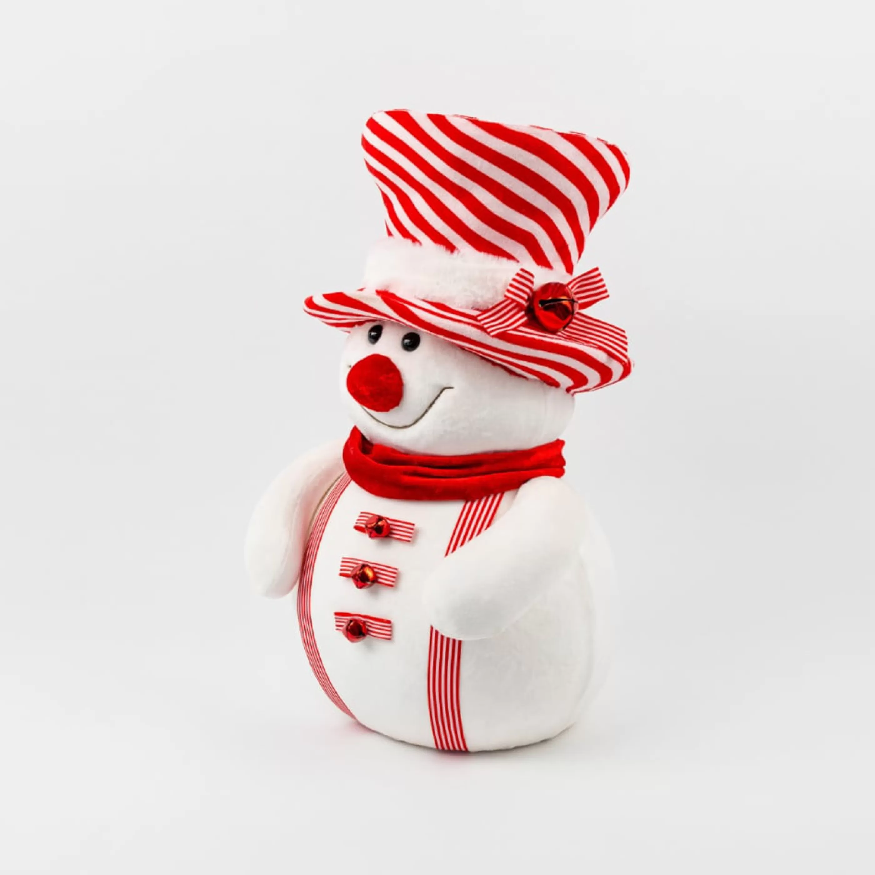 * Table Top Decorations | Snowman With Red White Striped Top Hat - 48Cm