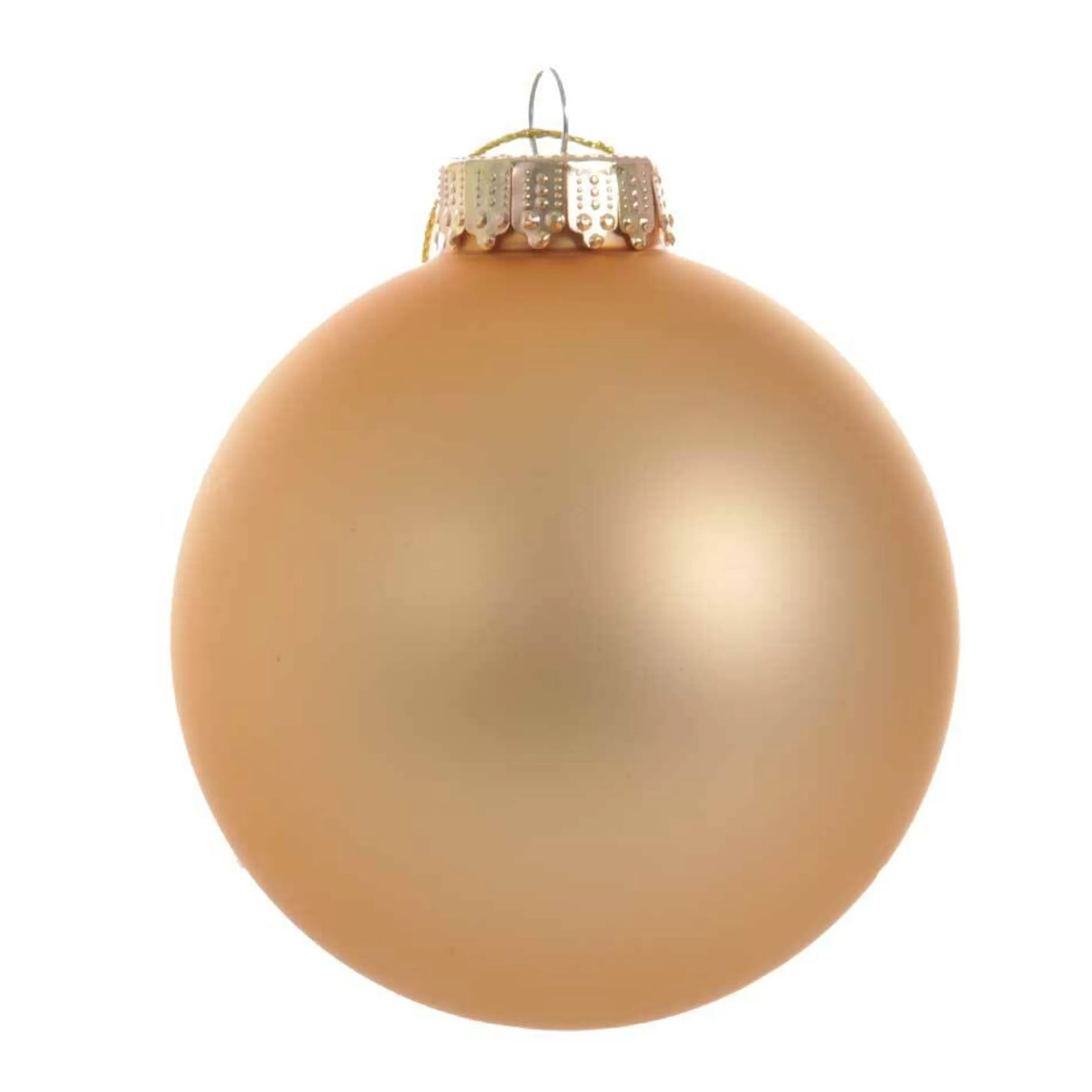 * Glass Ornaments | Soft Gold Matt Hanging Glass Bauble - 8Cm