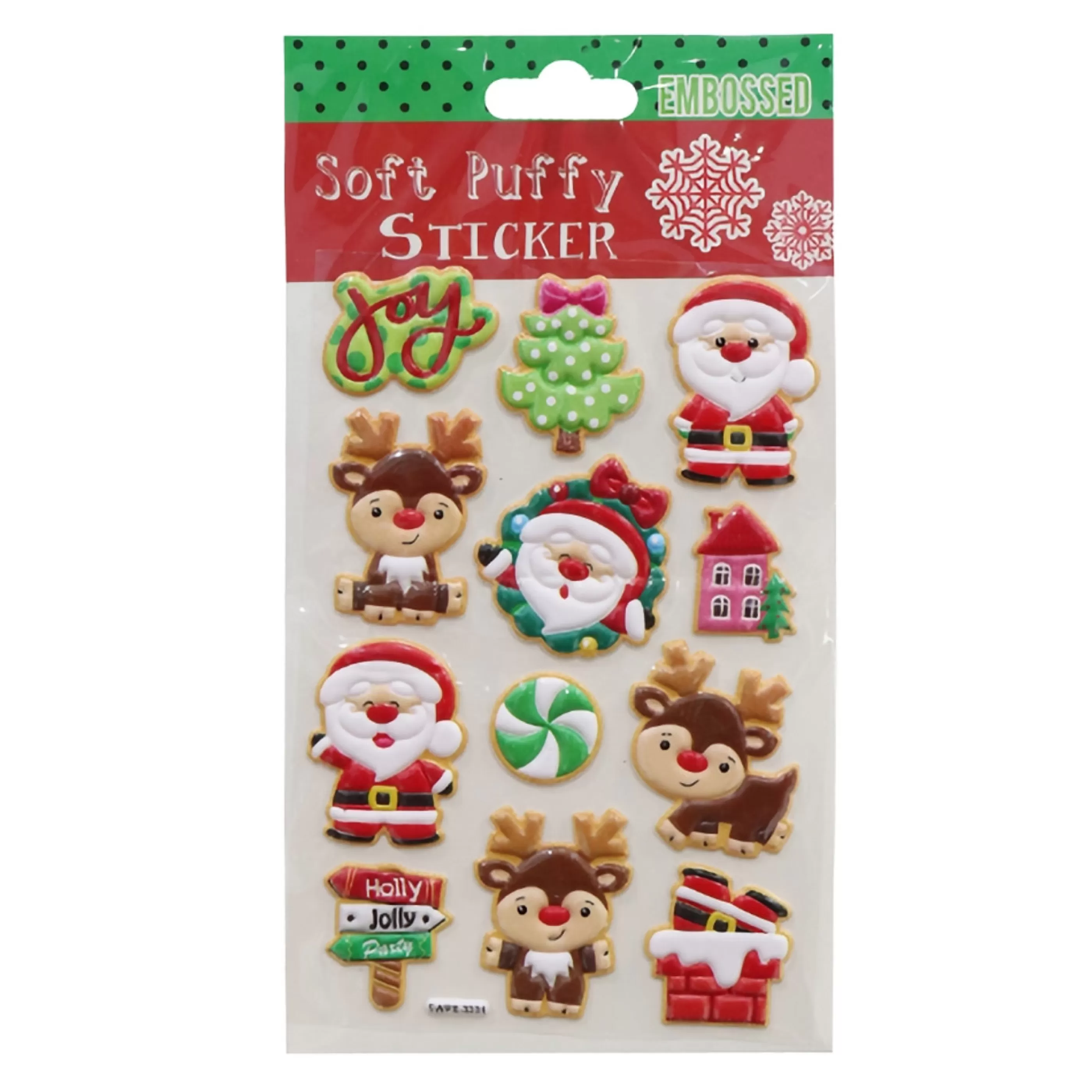 * Table Top Decorations | Super Cute "Puffy" Christmas Stickers (6 Styles) - 15.5Cm