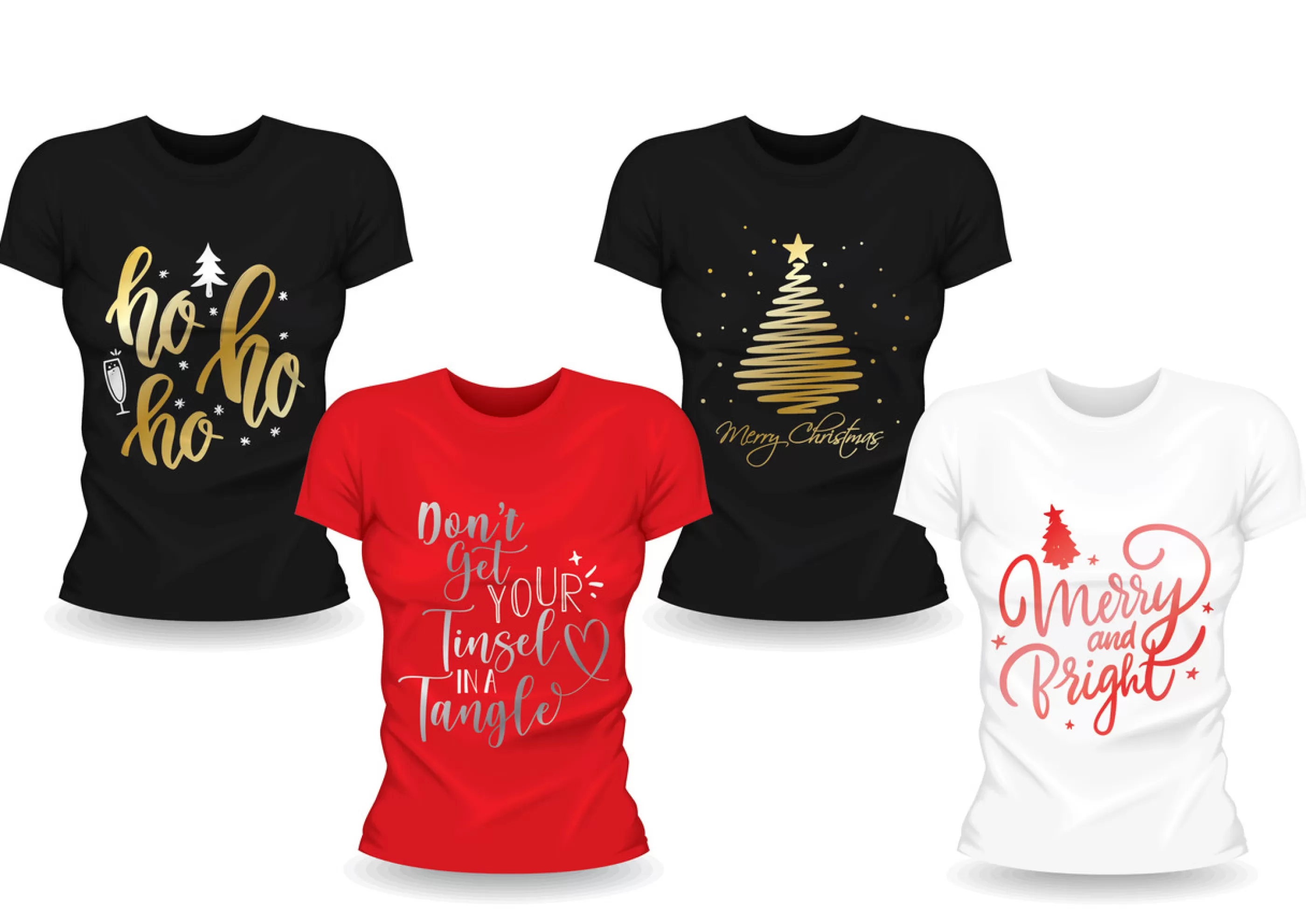 Clearance * T Shirt Ladies Foiled Christmas