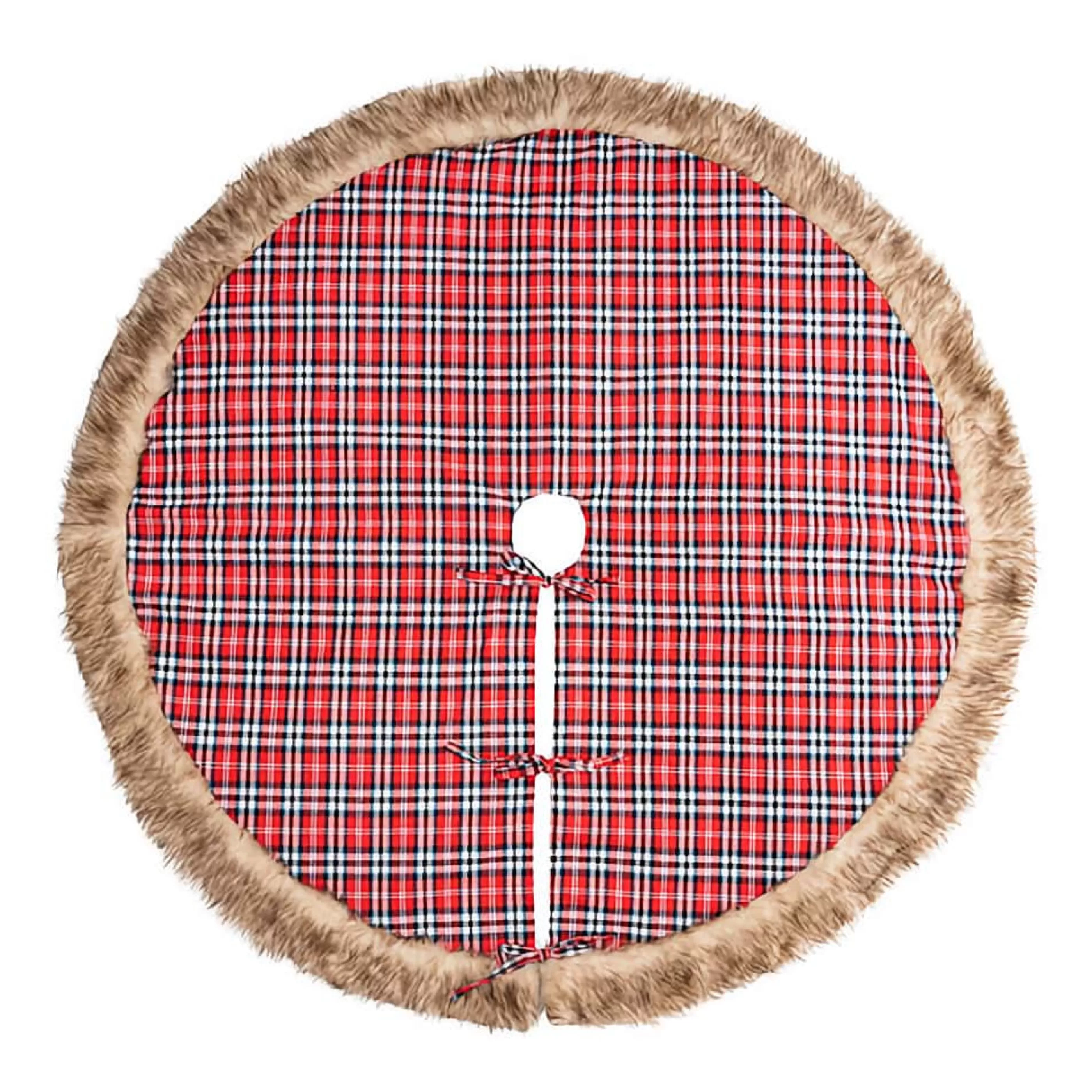 Sale * Tartan Faux Fur Tree Skirt Red - 109Cm