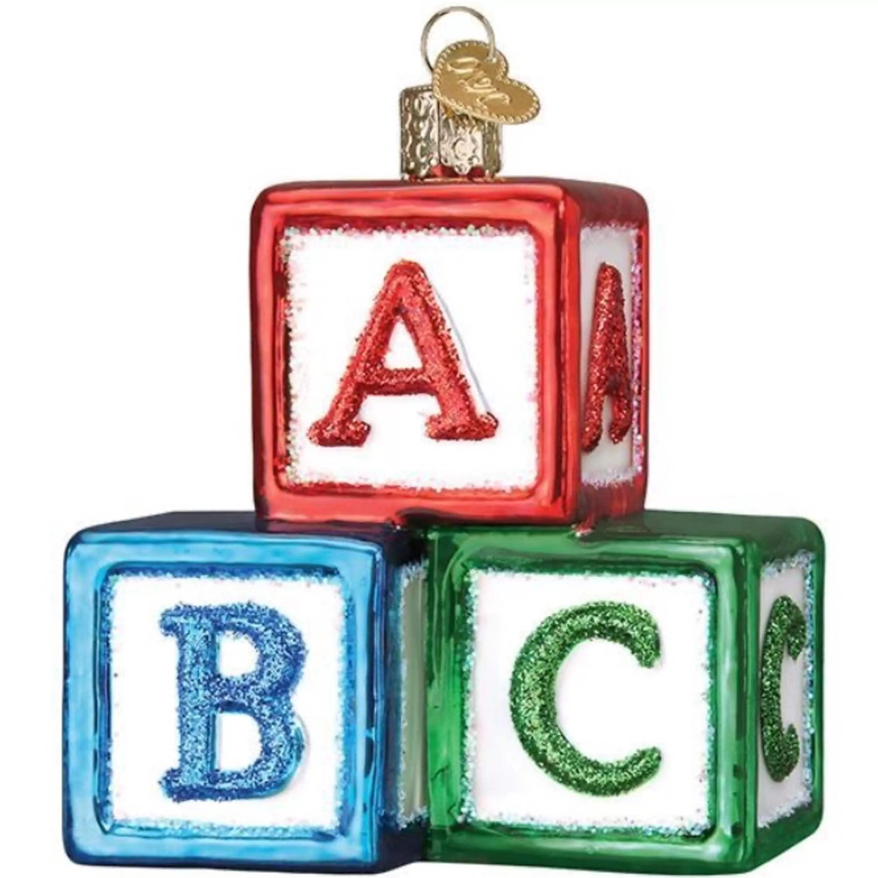 Old World Christmas Glass Glass Ornaments | Teachers Abc Blocks Glass Ornament - 9Cm