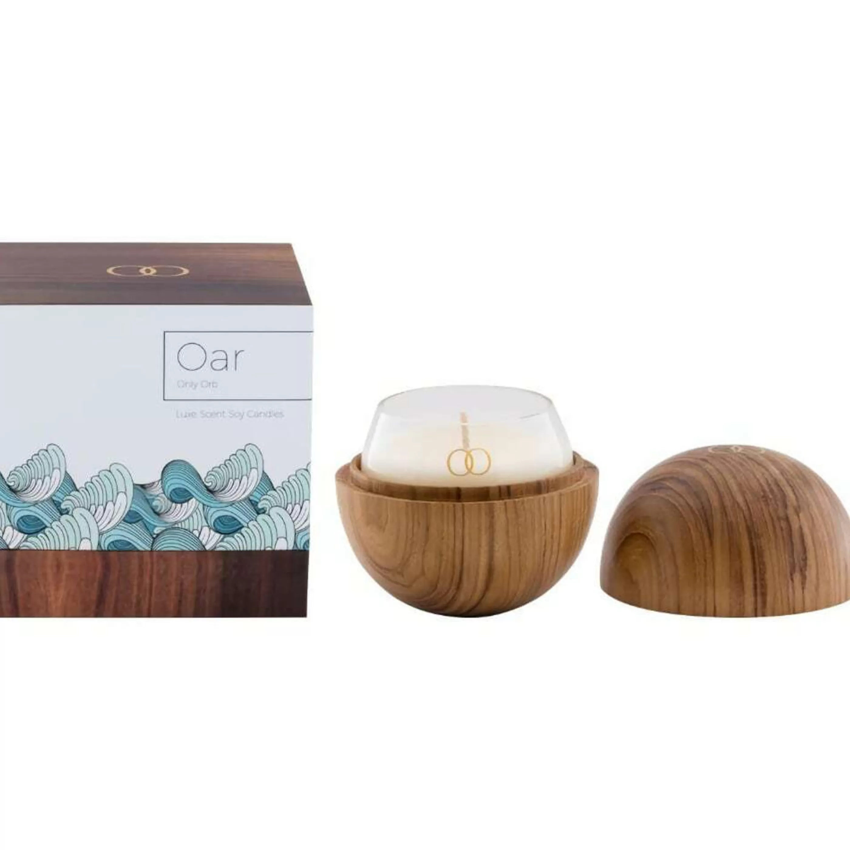 * Table Top Decorations | Teak Orb Set Oar Driftwood And Citrus Candle