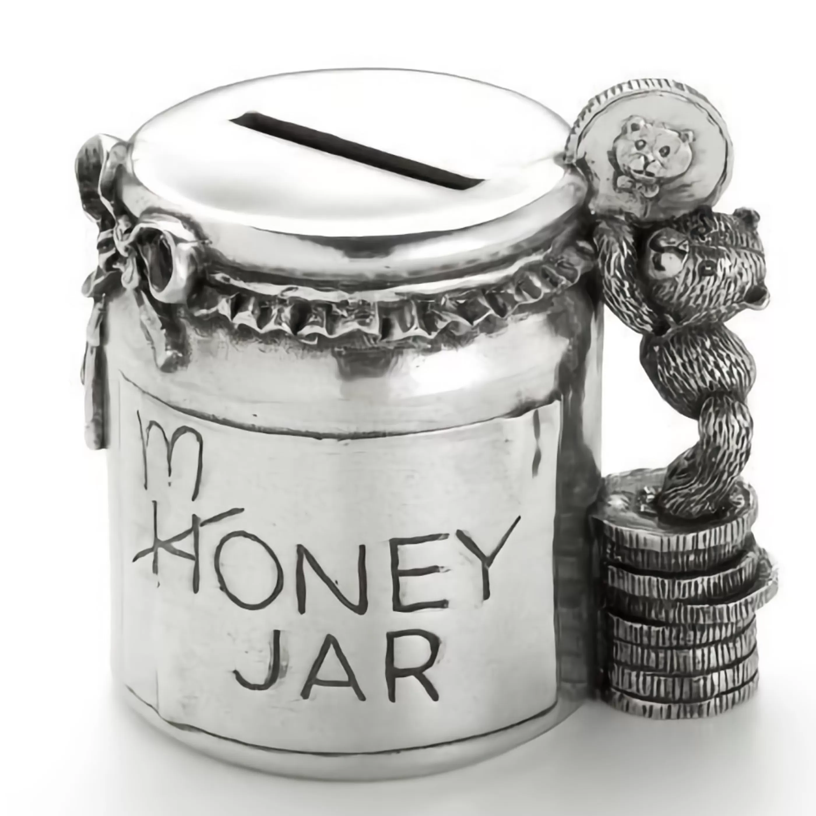 Royal Selangor Baby's First Christmas | Teddy Money Box Coin Jar - 7Cm