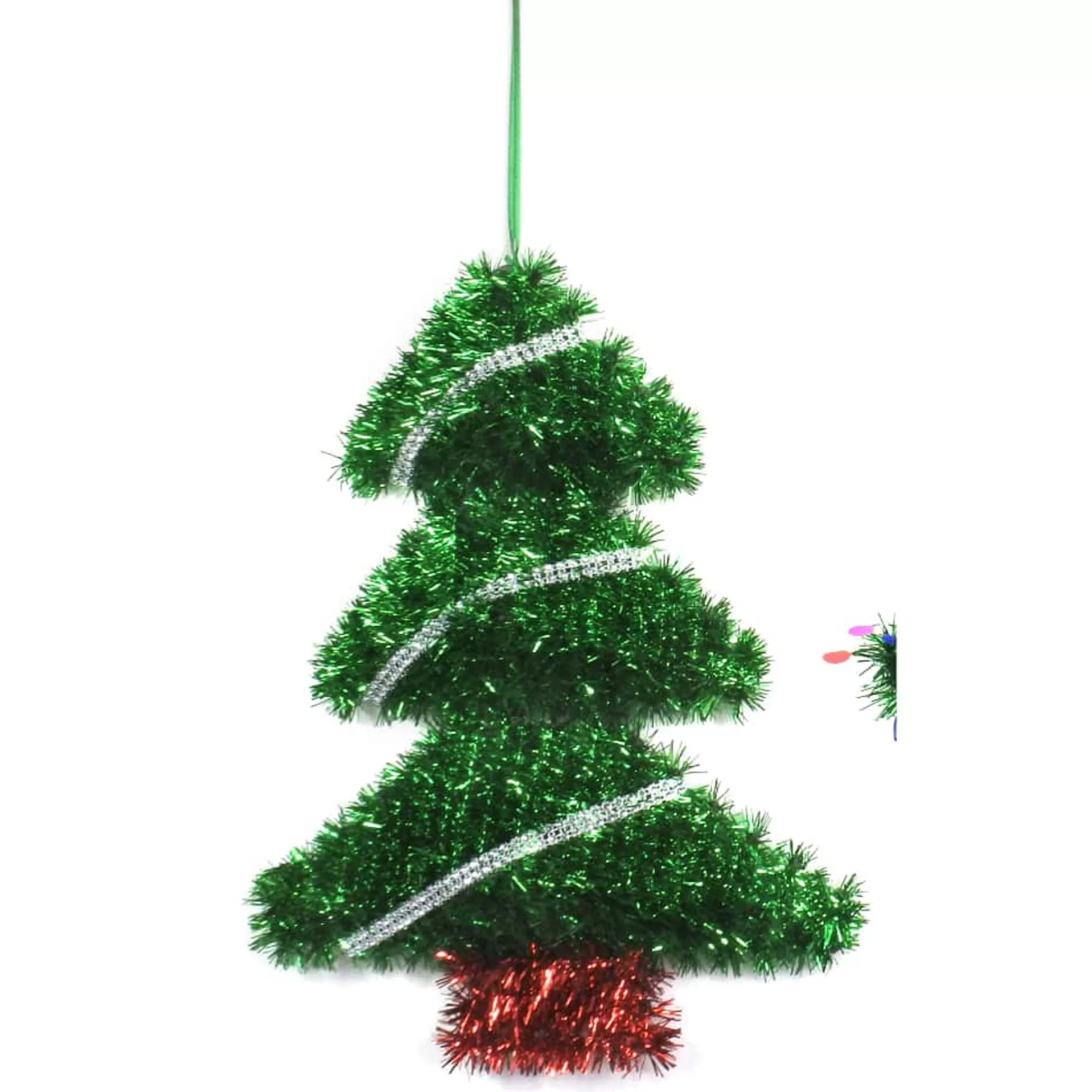 * Hanging Christmas Ornaments | Tinsel Green Christmas Tree (3 Styles) - 34Cm