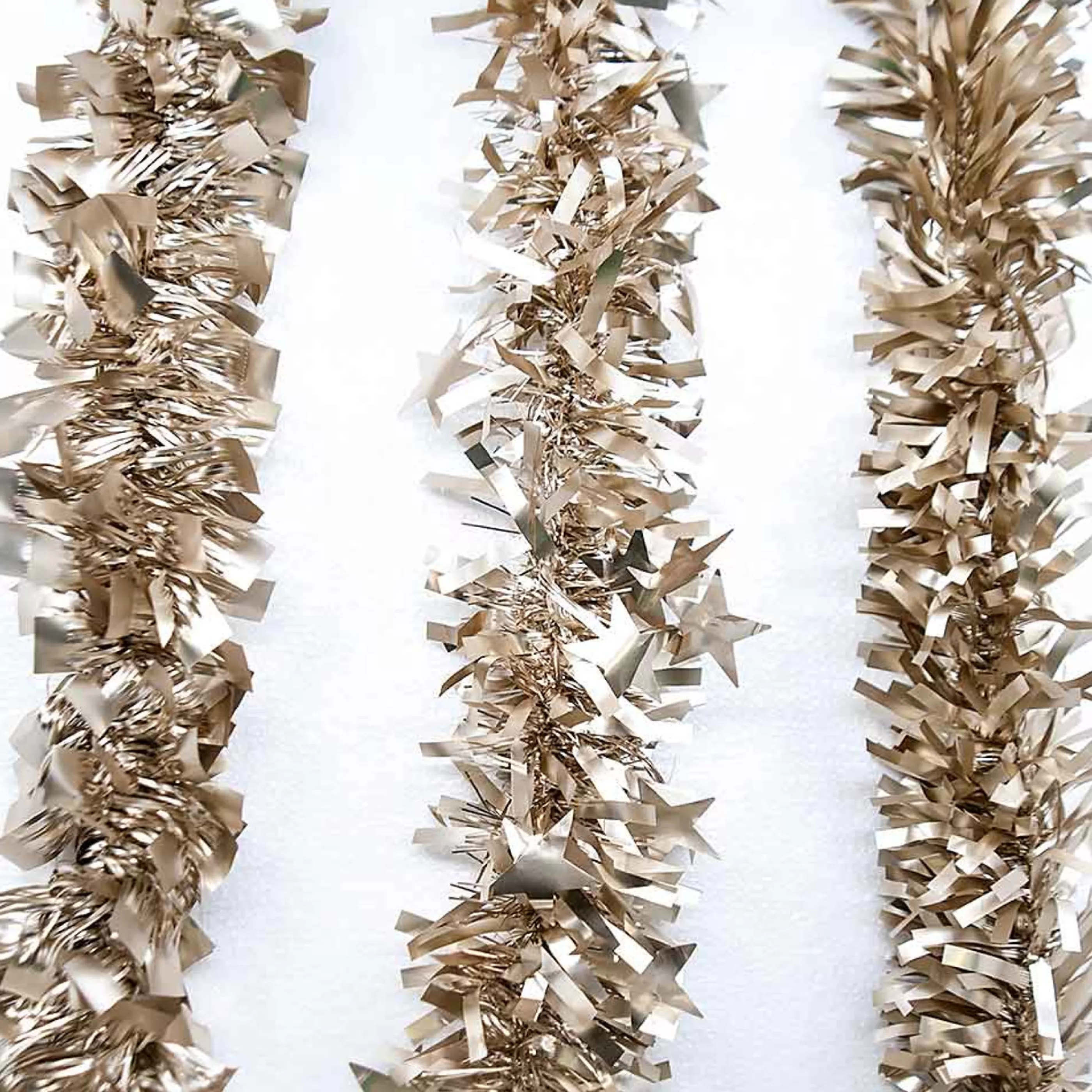 * Christmas Tinsel & Foil Decorations | Tinsel Matte Champagne Gold (3 Styles) - 2M