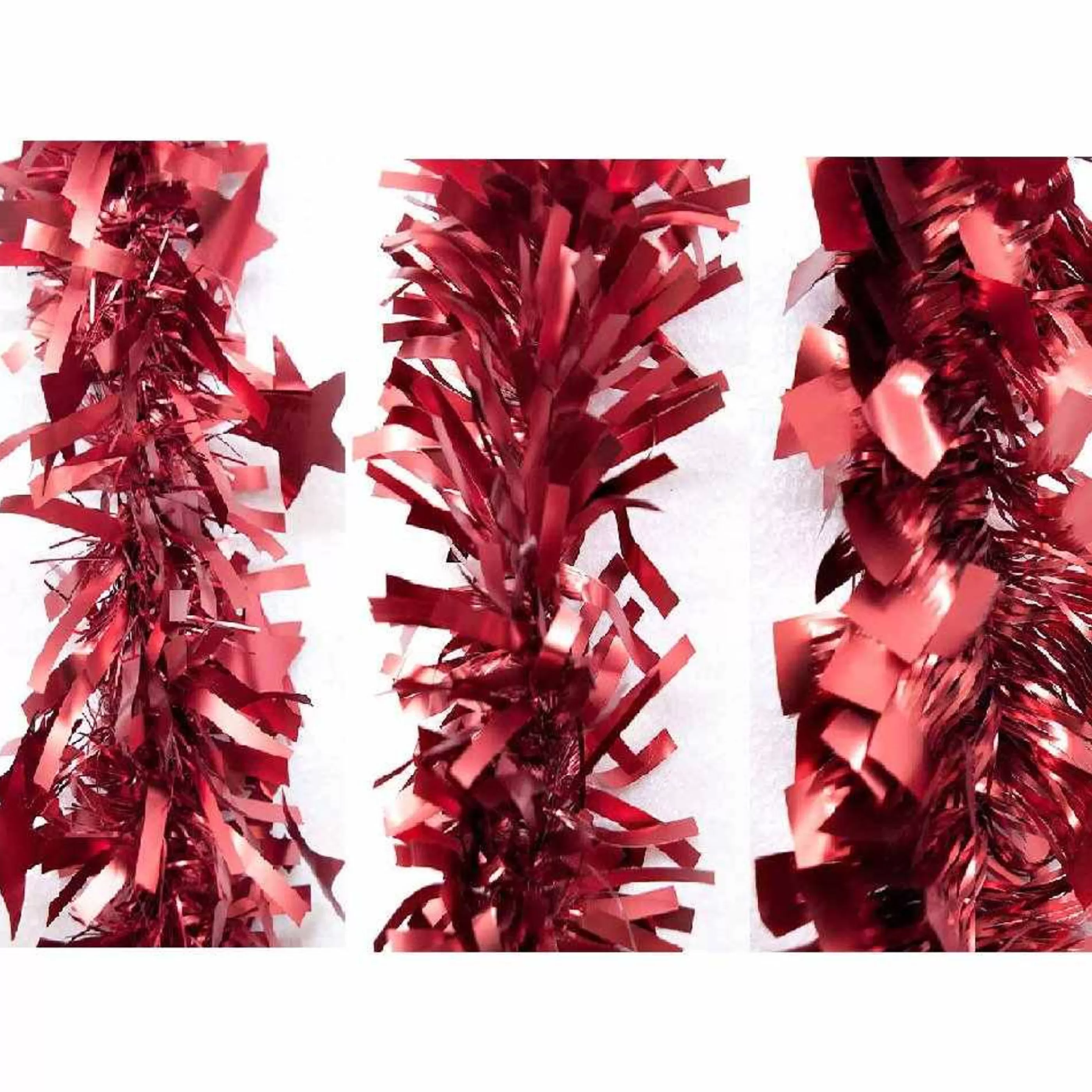 * Christmas Tinsel & Foil Decorations | Tinsel Matte Red (3 Styles) - 2M