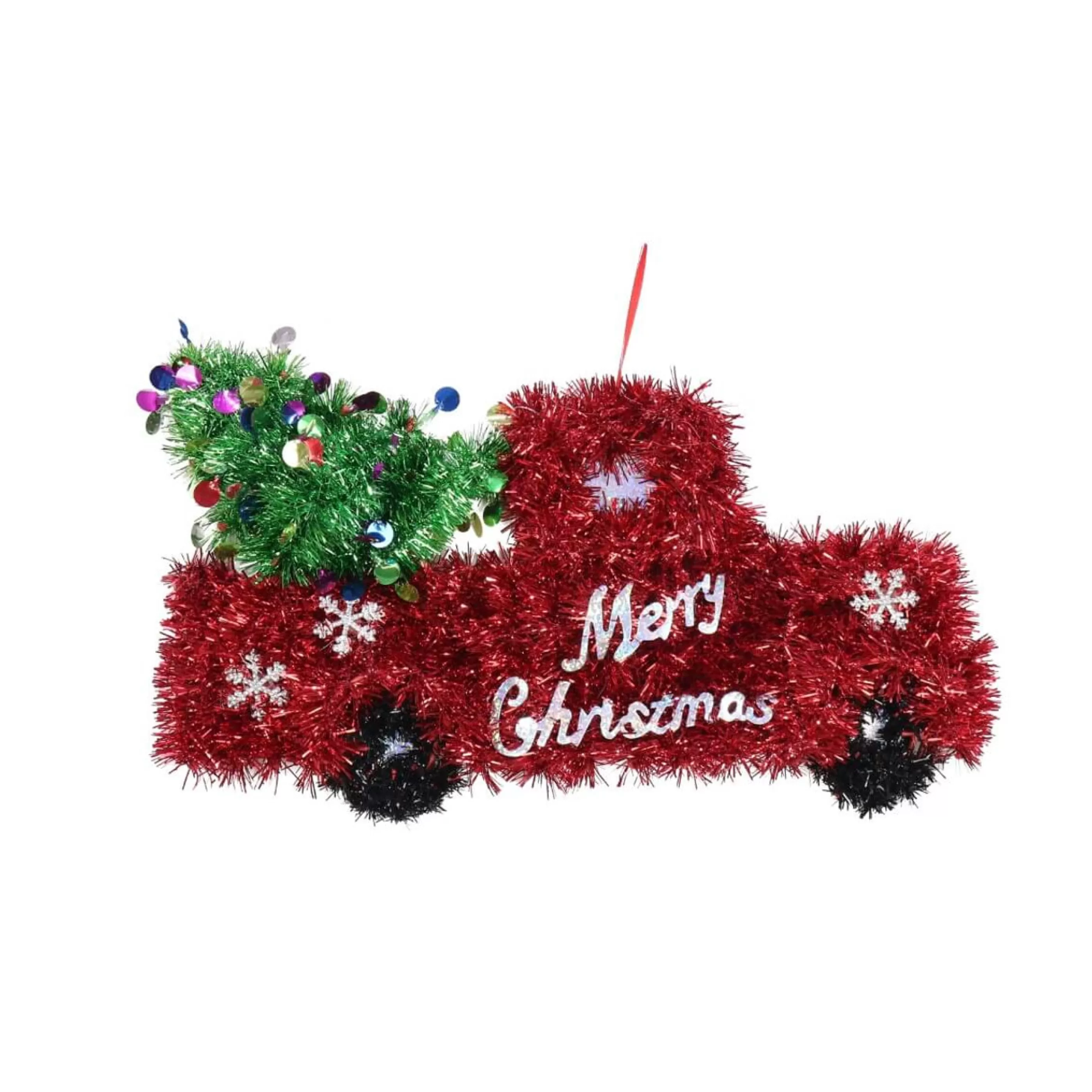 Discount * Tinsel Red Christmas Pick Up Truck With Tree - 36Cm