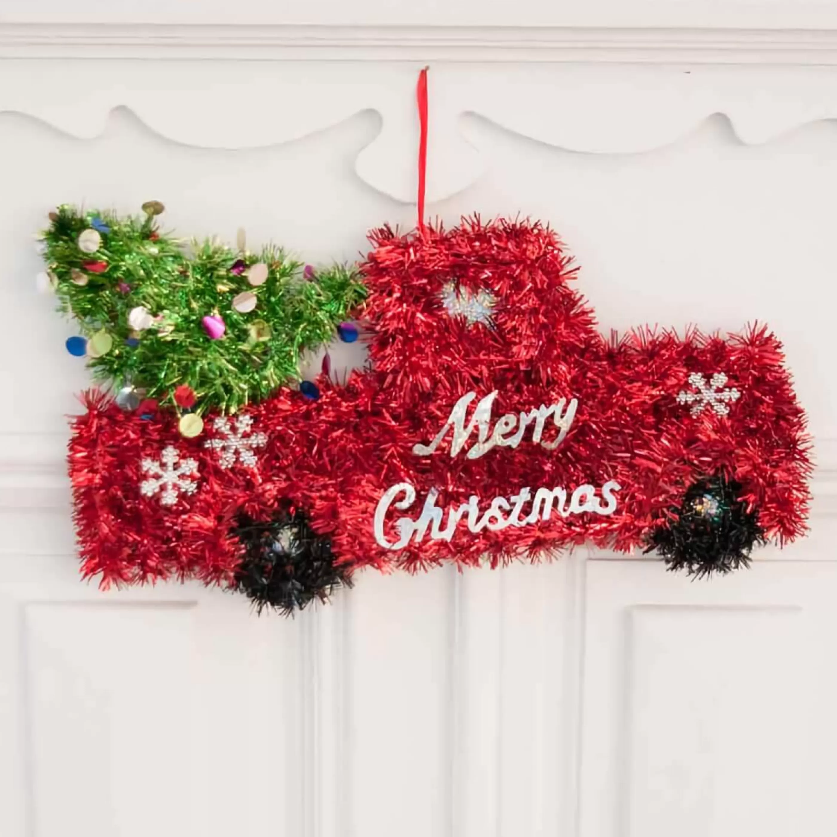 Discount * Tinsel Red Christmas Pick Up Truck With Tree - 36Cm