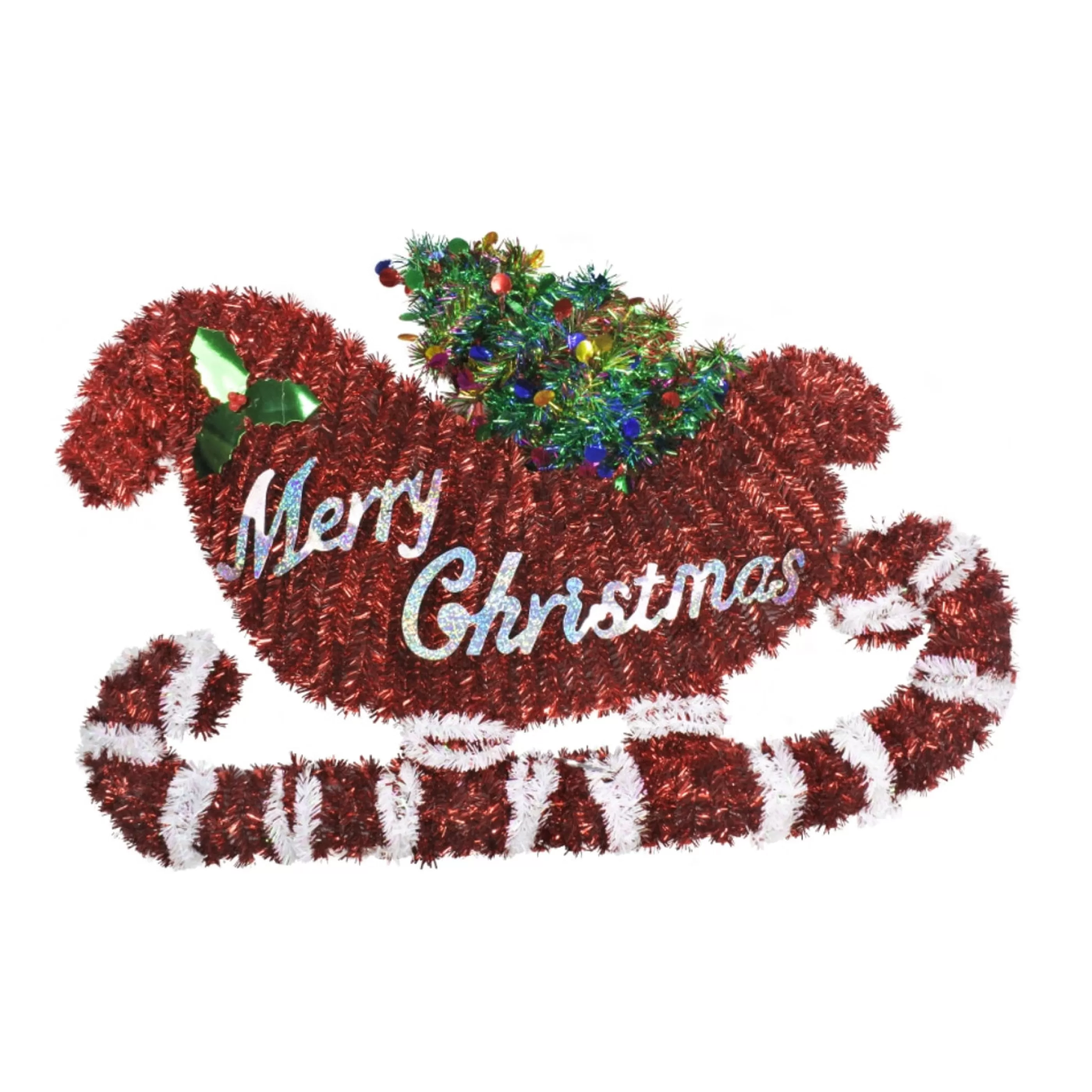 * Wall Signs & Decorations | Tinsel Sleigh Plaque - 56Cm