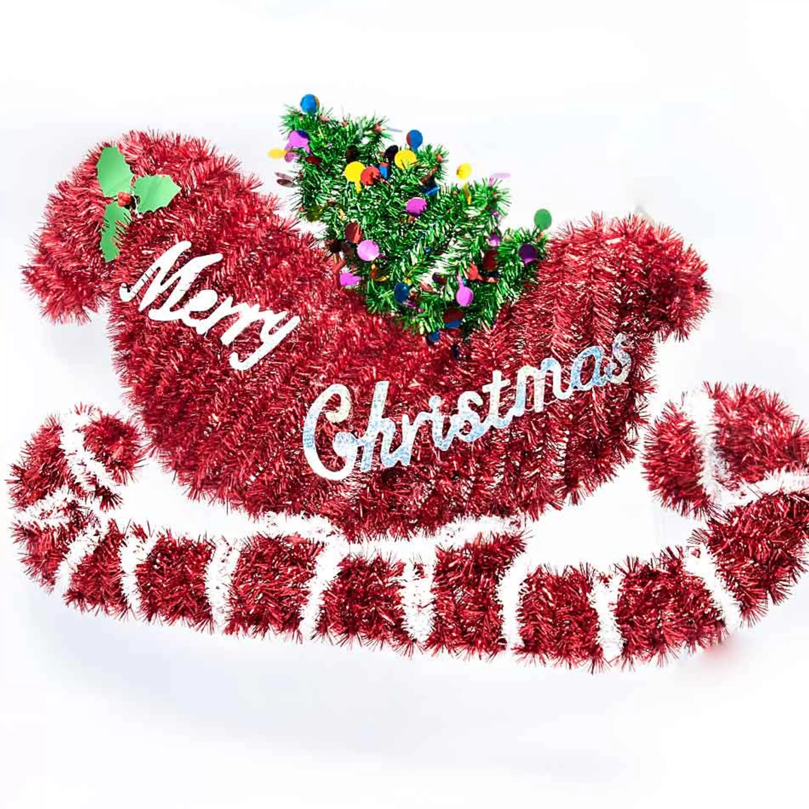 * Wall Signs & Decorations | Tinsel Sleigh Plaque - 56Cm