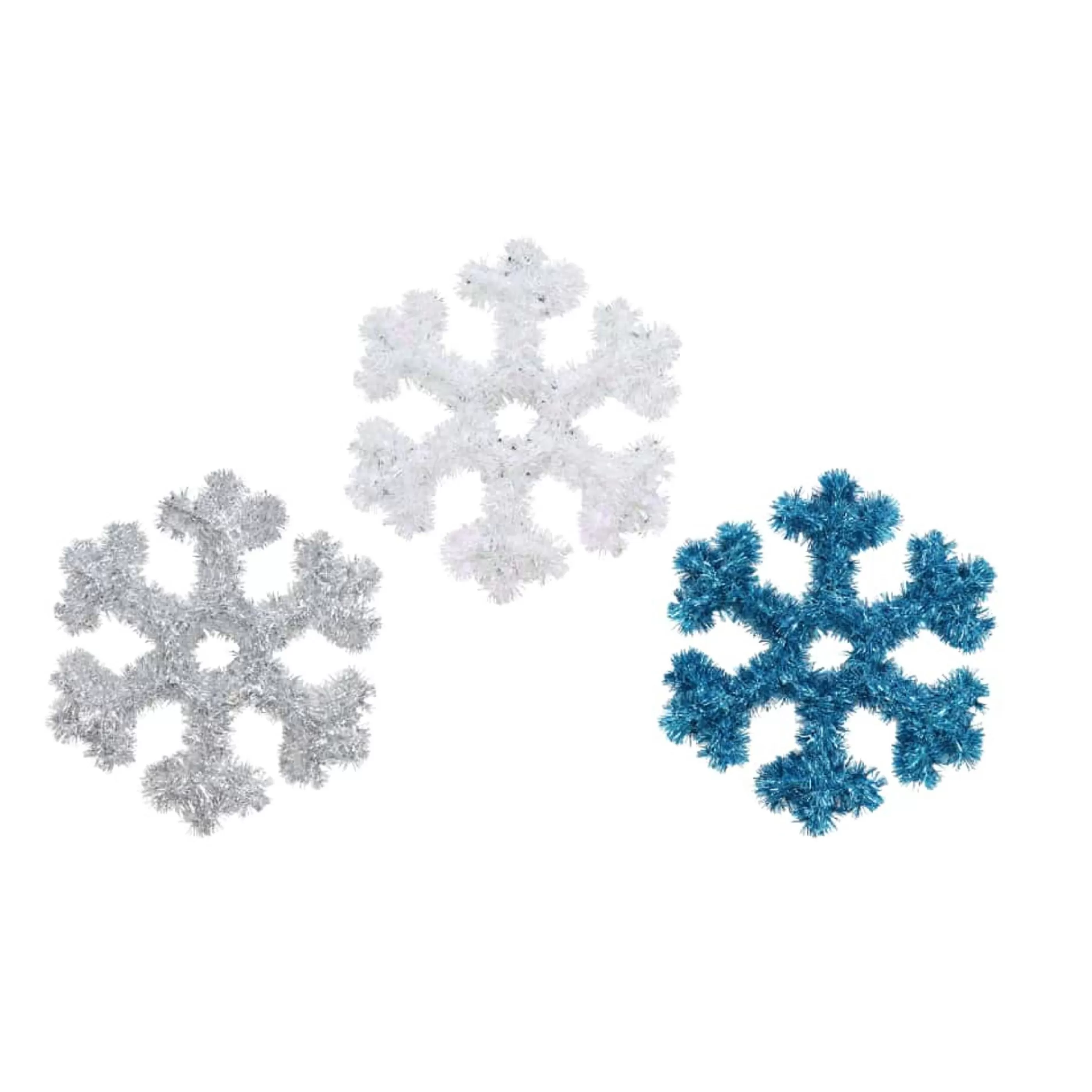 * Christmas Tinsel & Foil Decorations | Tinsel Snowflake Plaque (White, Blue Or Silver) - 32Cm