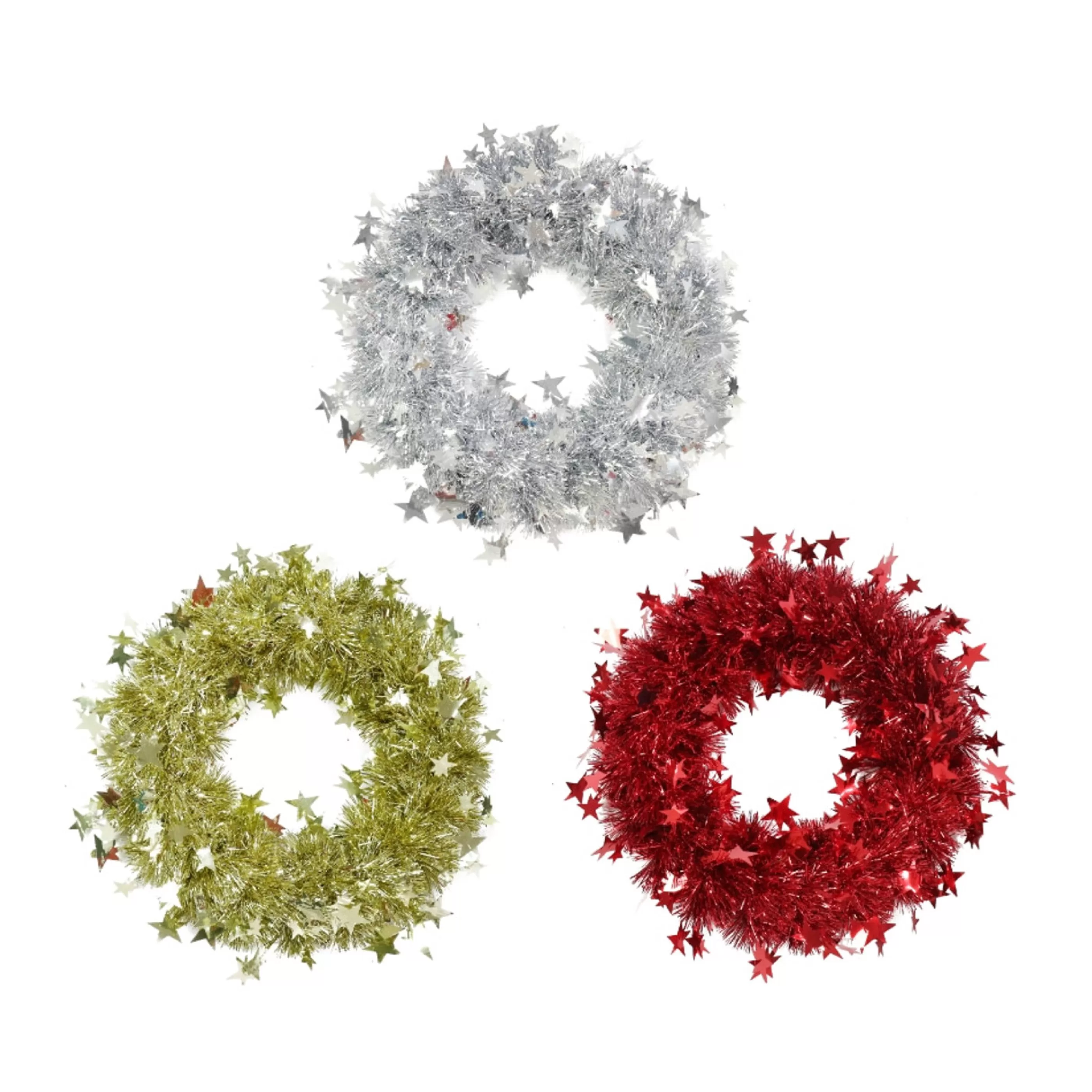 * Wreaths | Tinsel Starry Wreath (3 Colours) - 27Cm