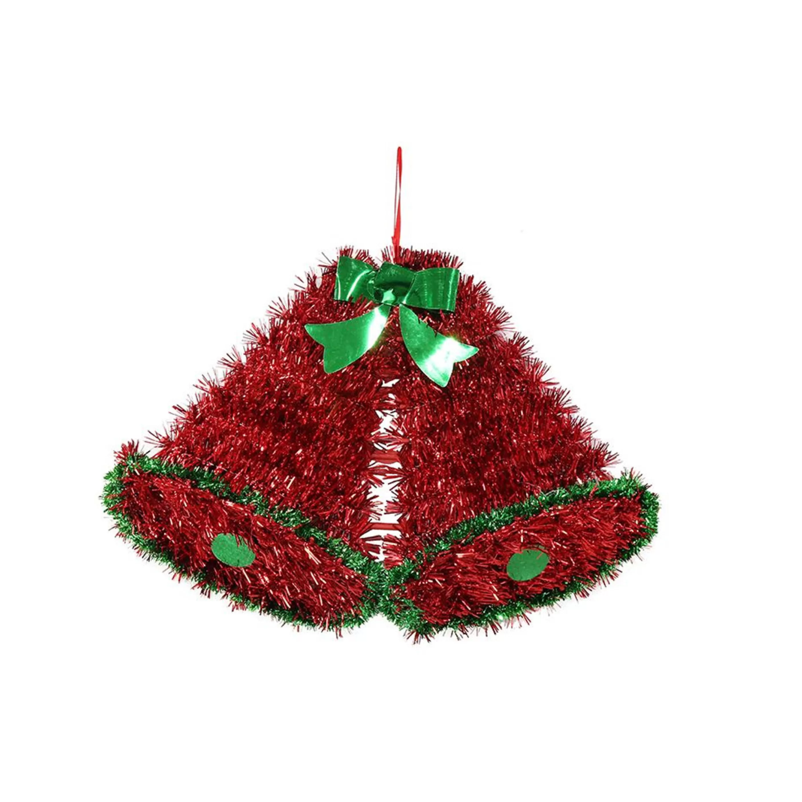 * Christmas Tinsel & Foil Decorations | Tinsel Twin Bells Plaque (4 Styles) - 36Cm