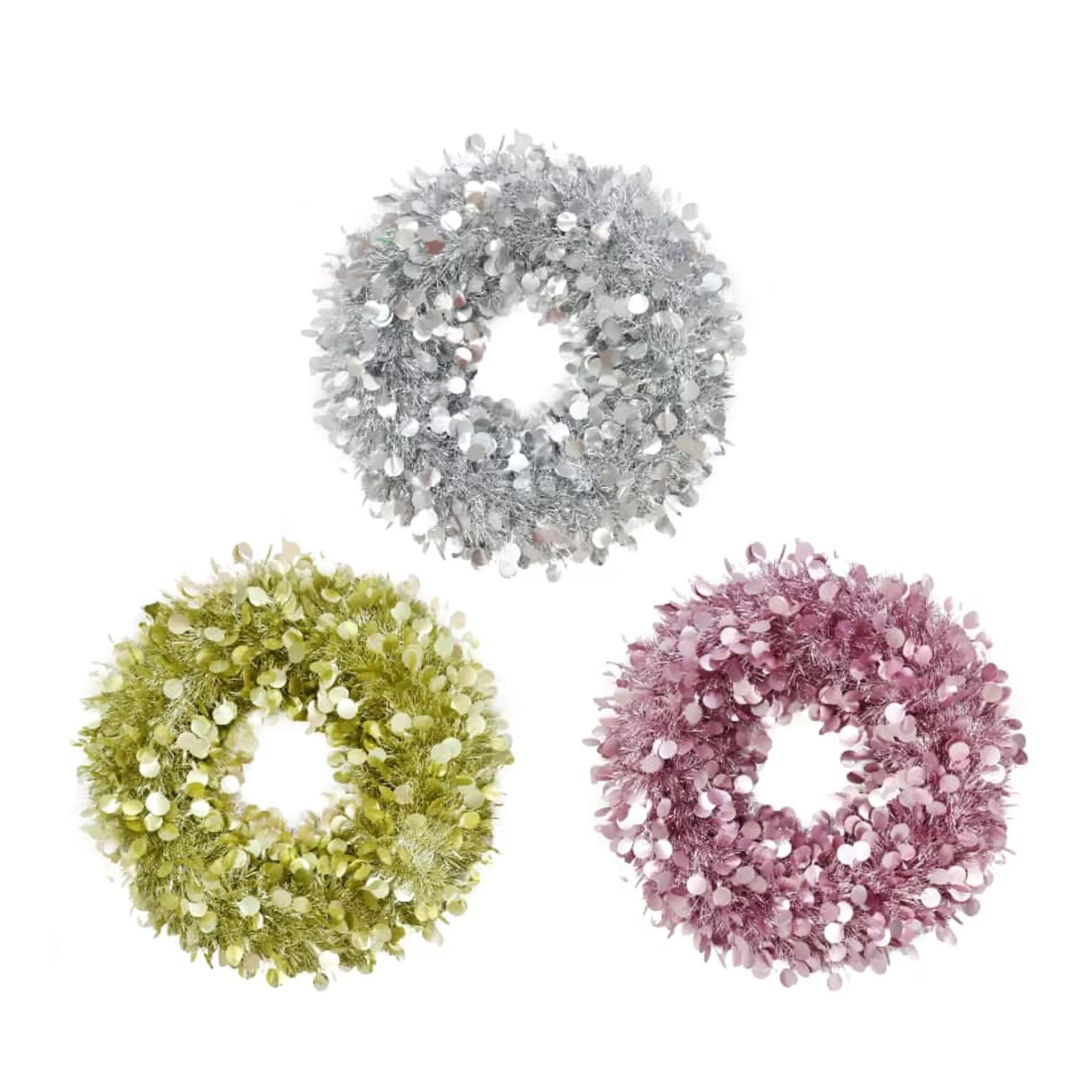 * Wreaths | Tinsel Wreath Matte Dots (3 Colours) - 45Cm