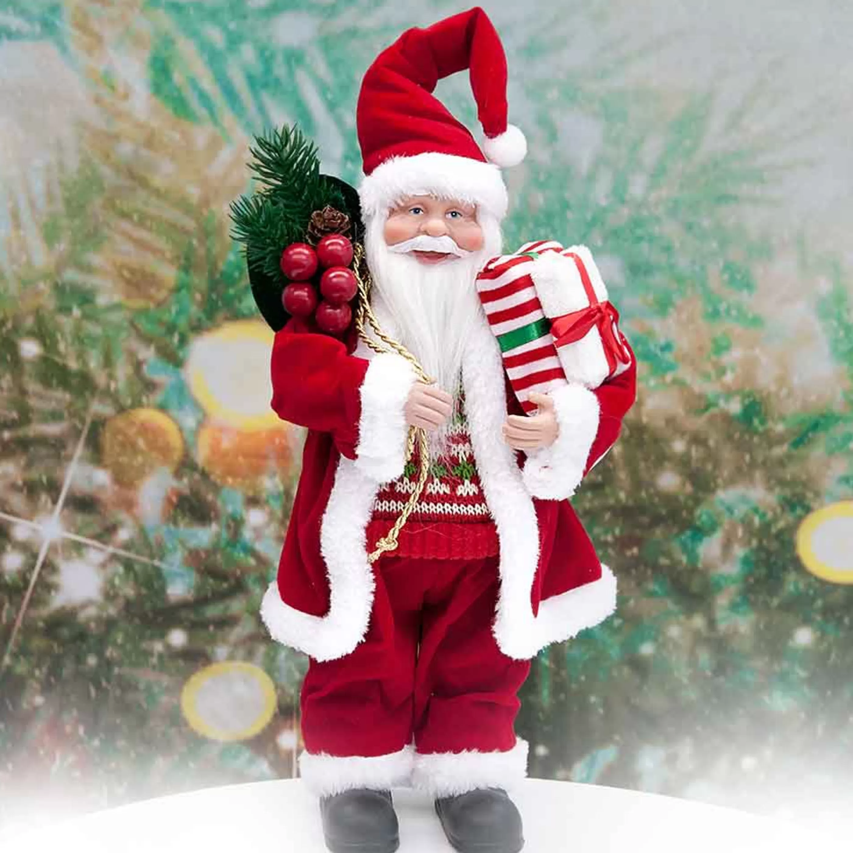 Outlet * Traditional Santa Carrying Presents And Sack - 30Cm