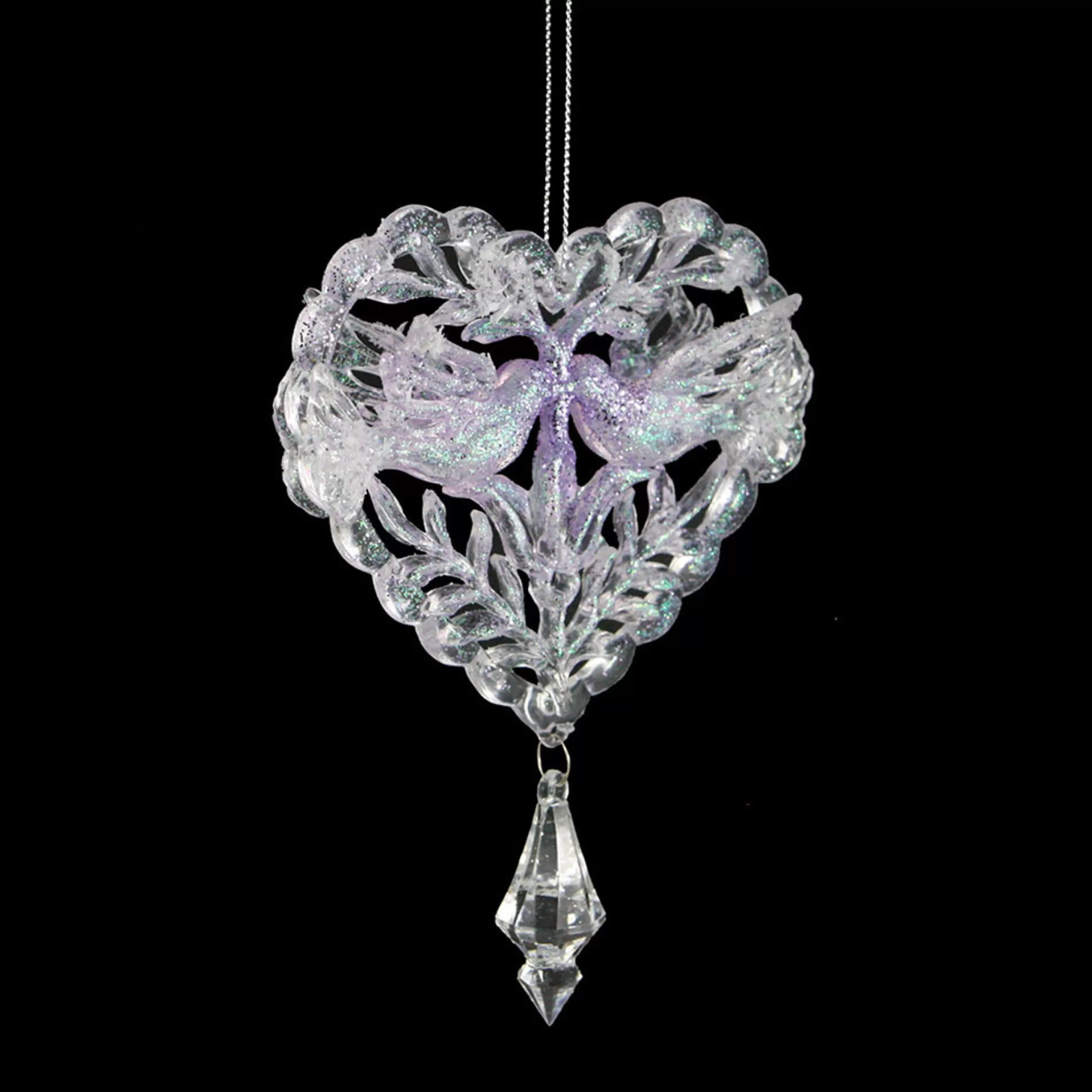 * Hanging Christmas Ornaments | Translucent Kissing Doves Hanging Ornament - 14Cm