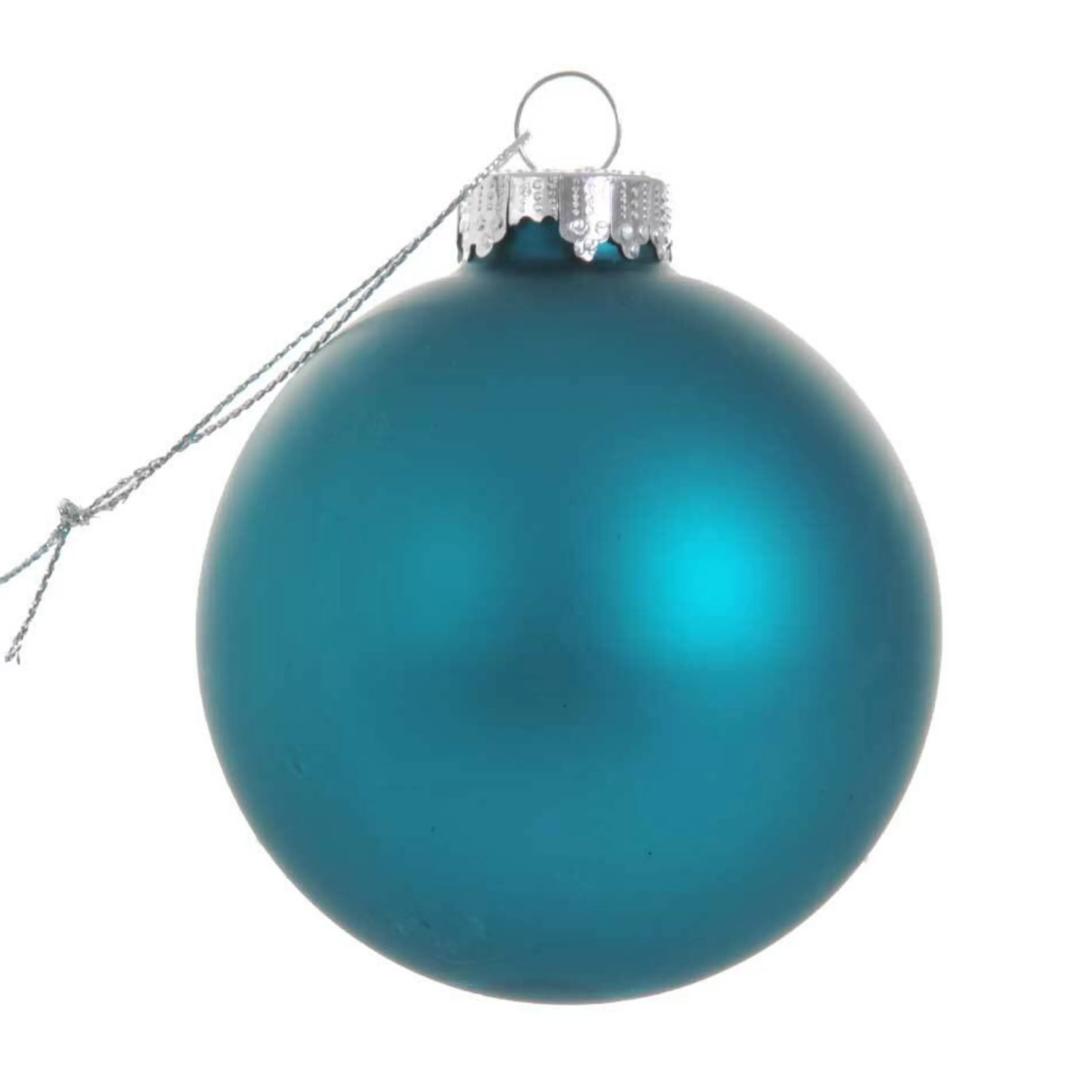 * Glass Ornaments | Turquise Matt Glass Hanging Bauble - 8Cm