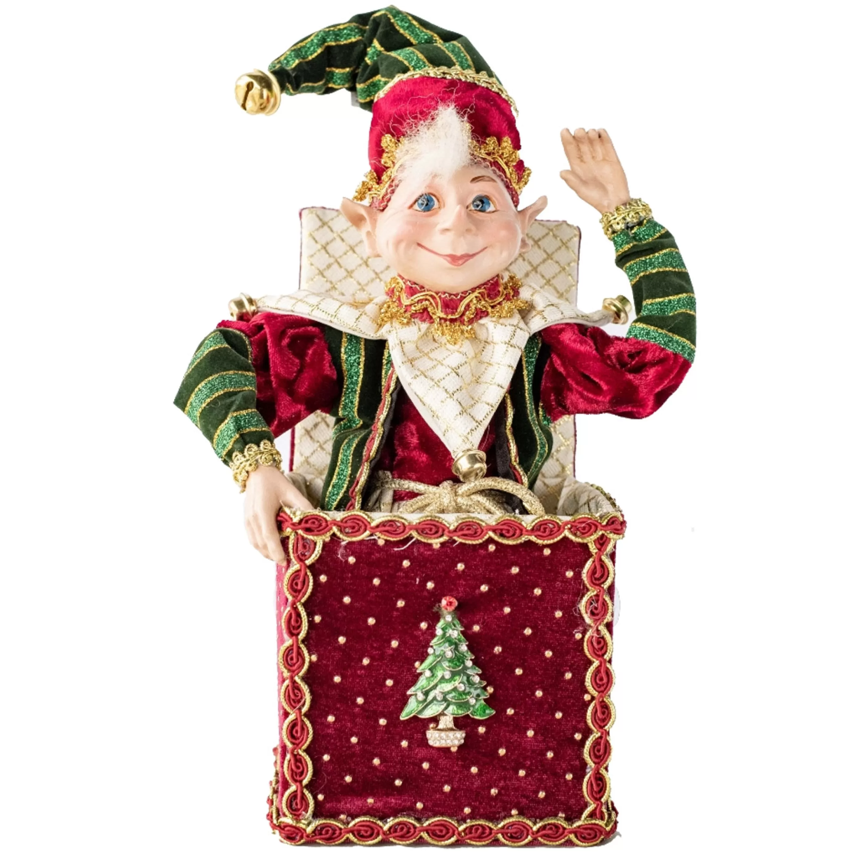 Online * Velvet Burgundy Green Elf In A Box - 25Cm