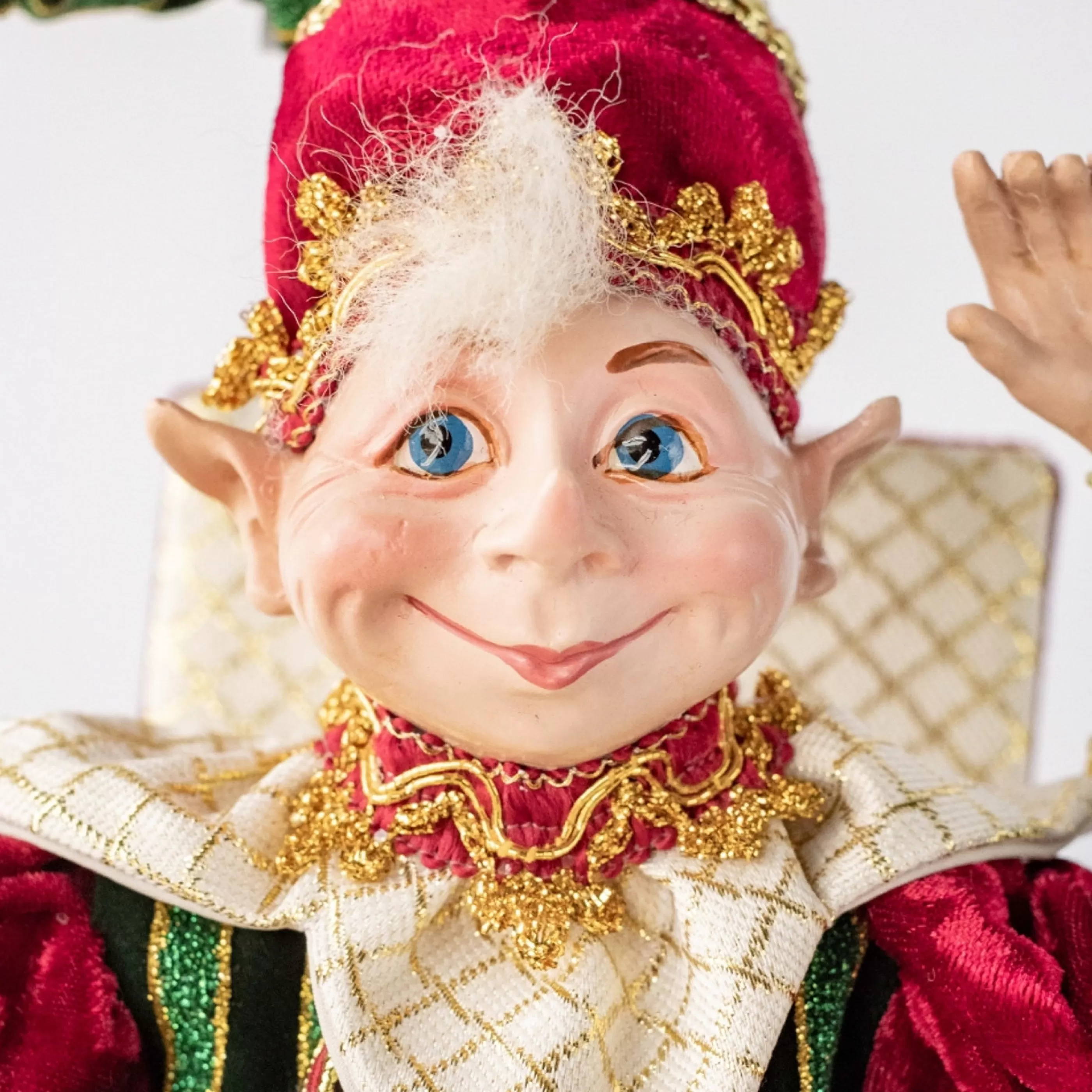 Online * Velvet Burgundy Green Elf In A Box - 25Cm