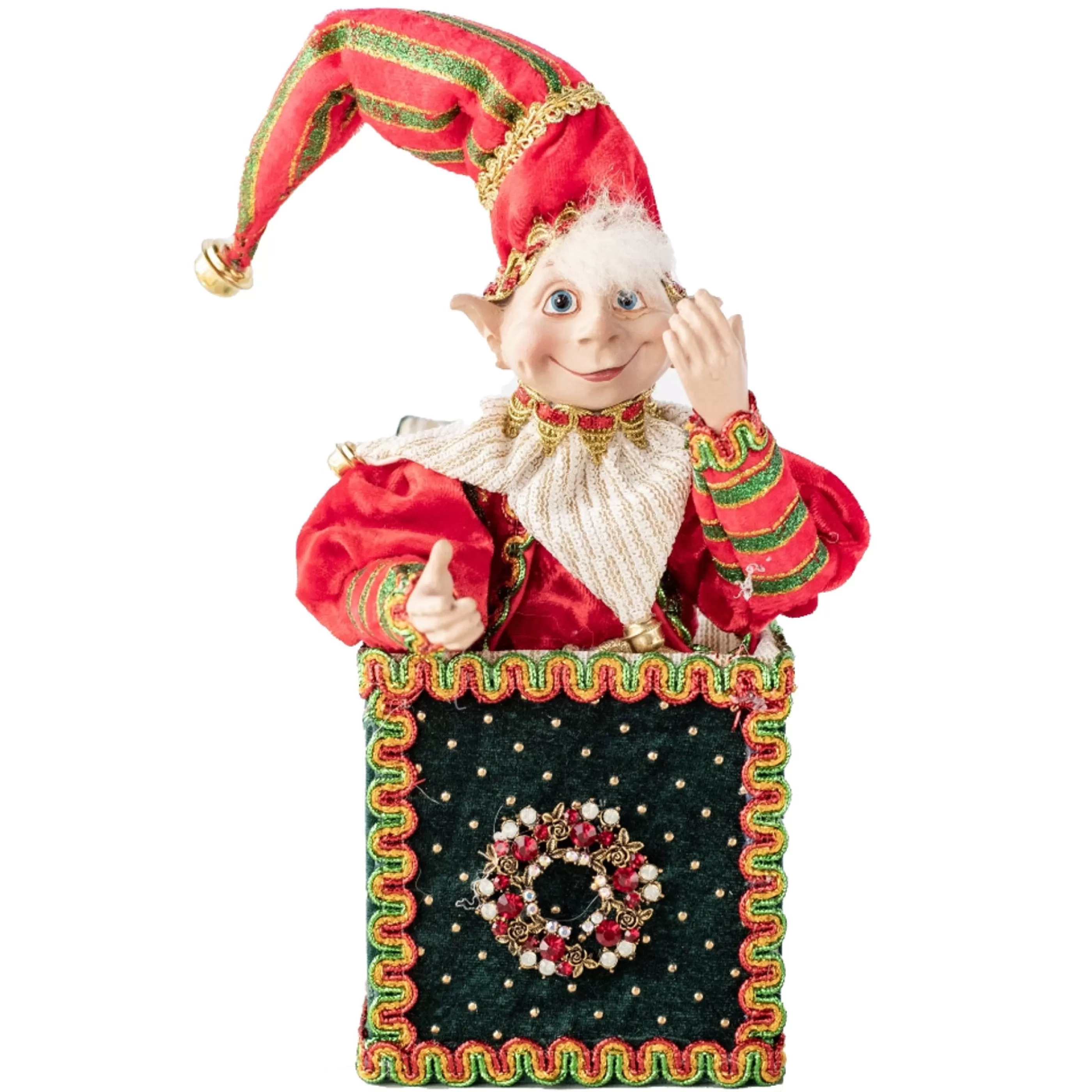 Best * Velvet Red Beige Elf In A Box - 25Cm