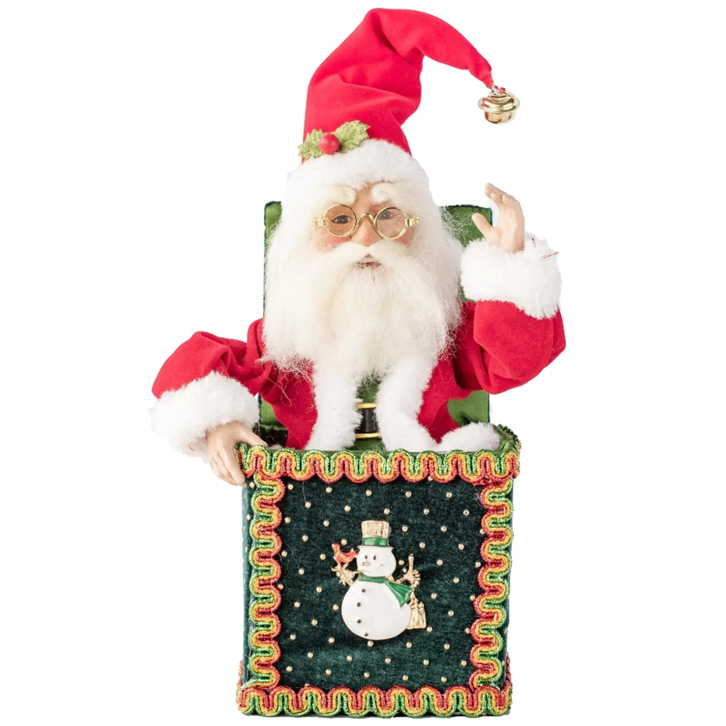 Hot * Velvet Red Green Santa In A Box - 25Cm