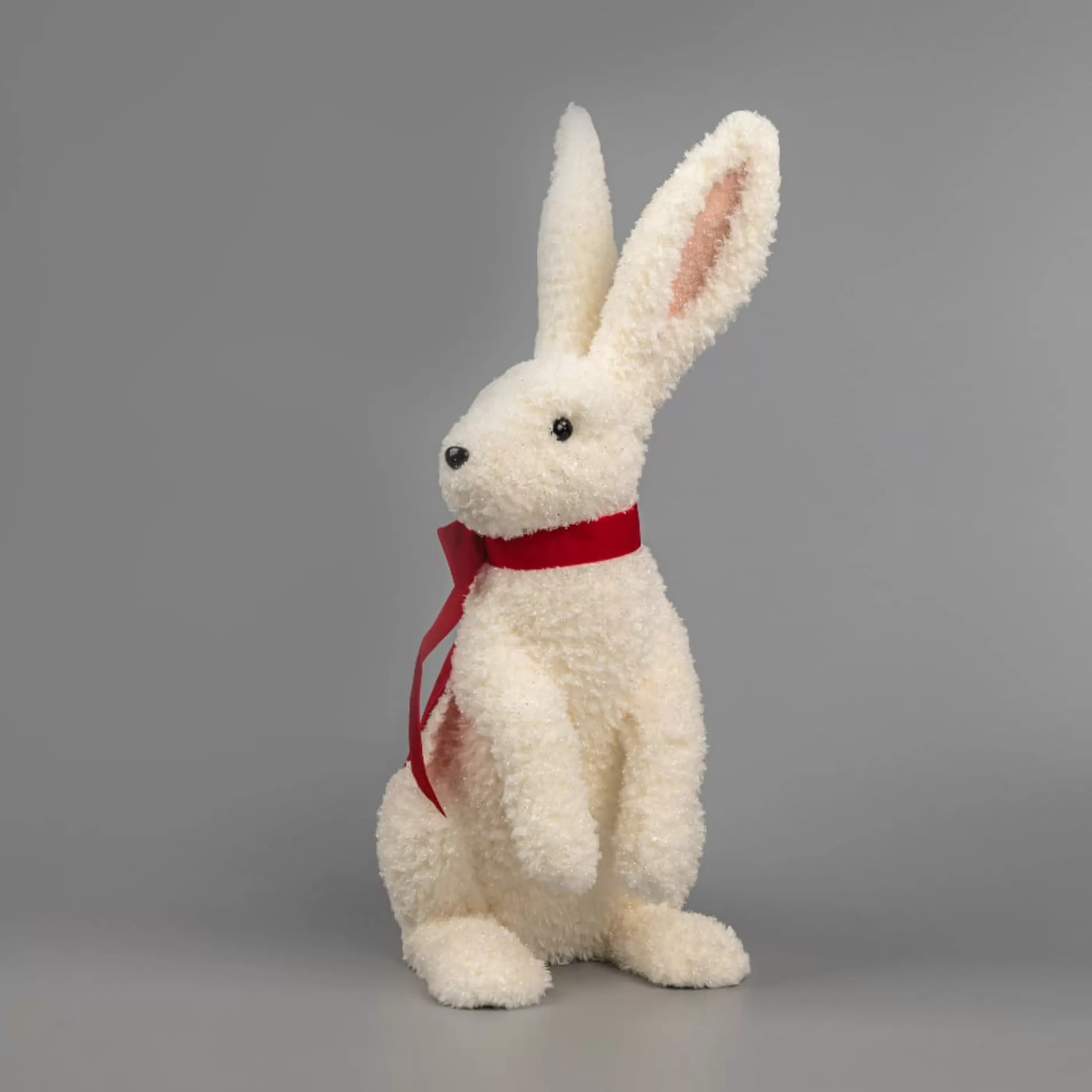 New Easter Town White Arctic Hare With Red Bow - 54Cm