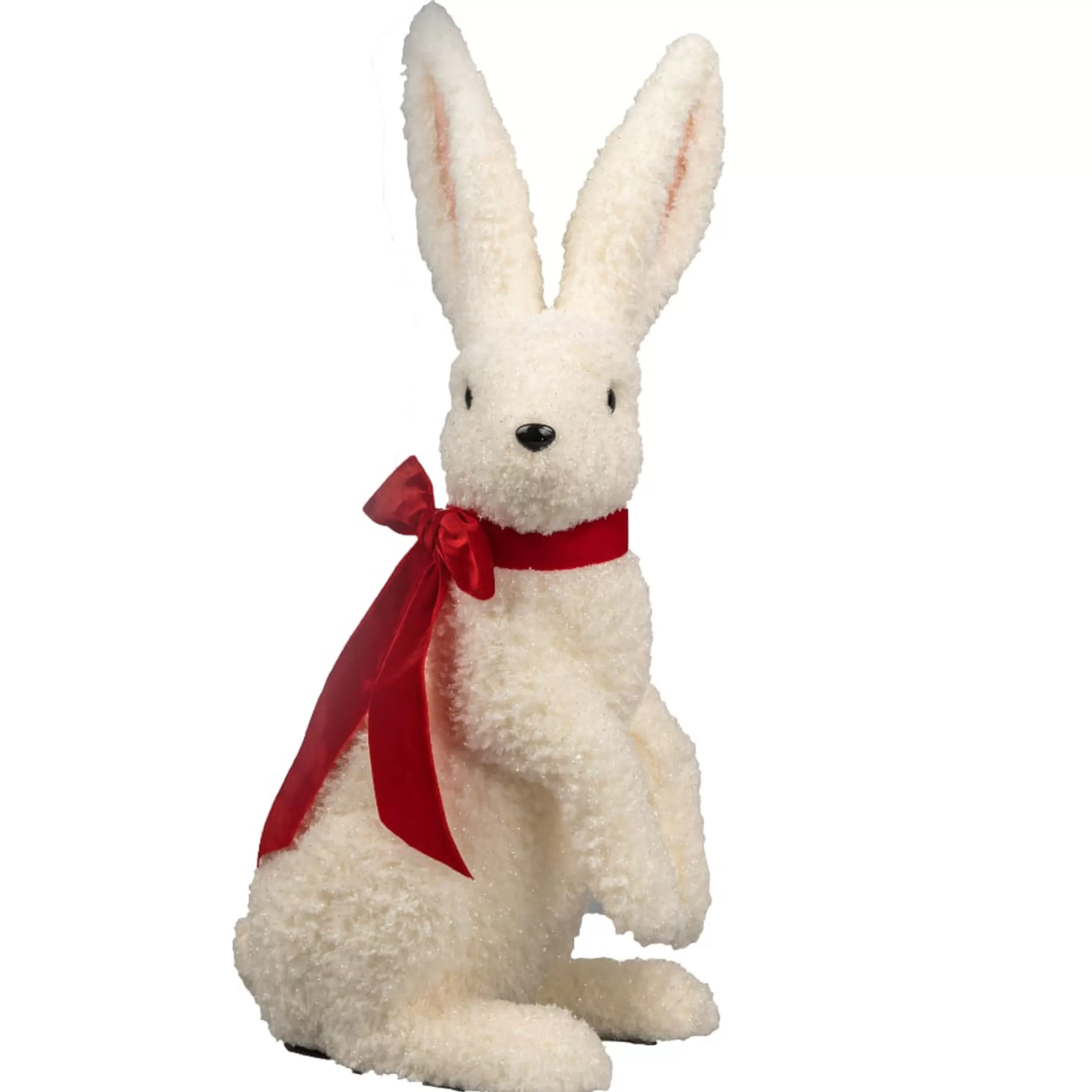 New Easter Town White Arctic Hare With Red Bow - 54Cm