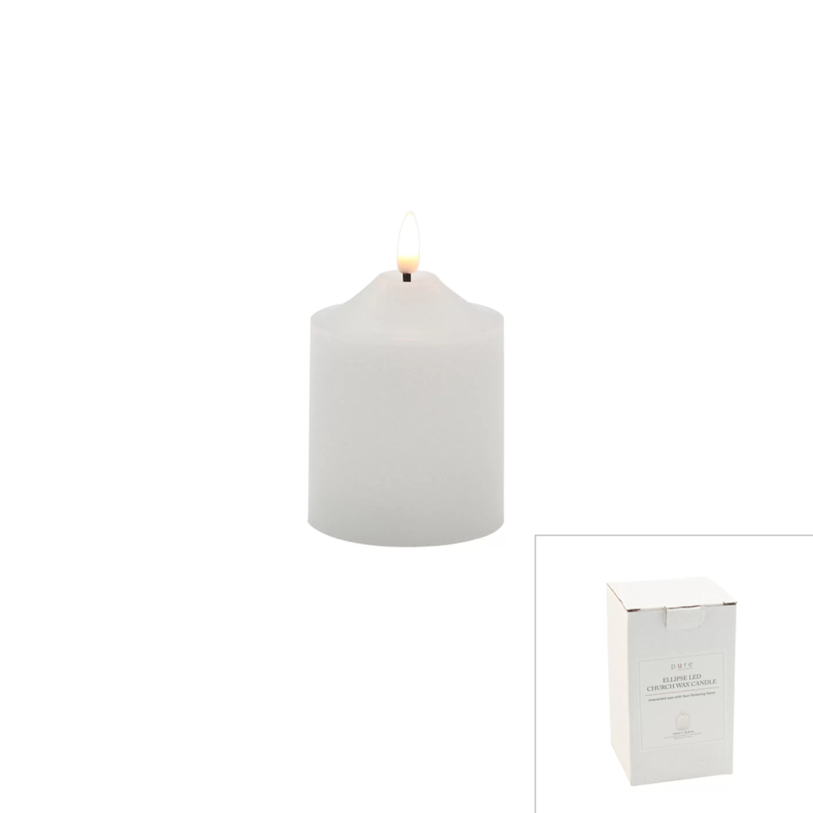 Flash Sale * White Ellipse Led Church Candle - 12Cm