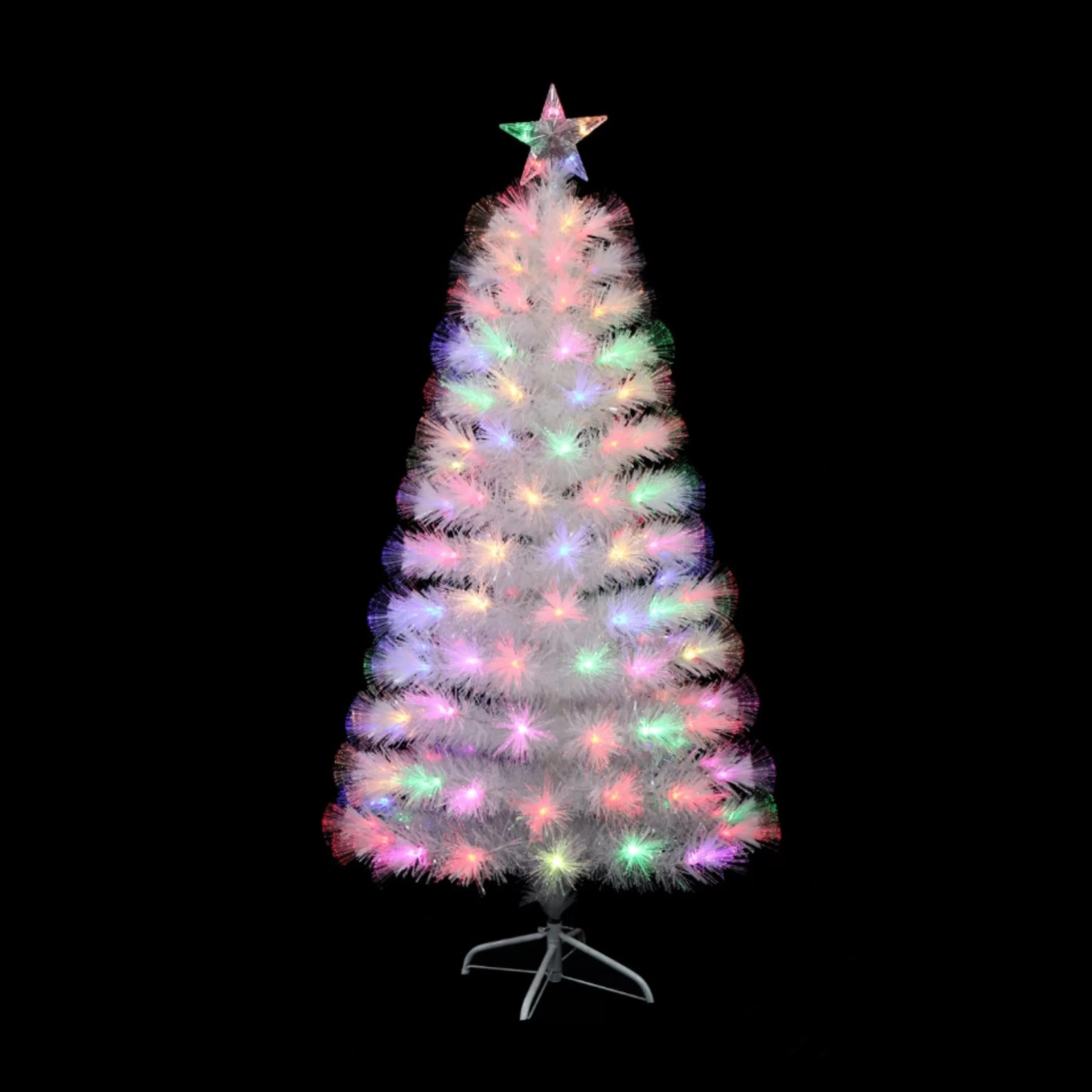 Cheap * White Fibre Optic Tree With Rainbow Flash Effect - 150Cm