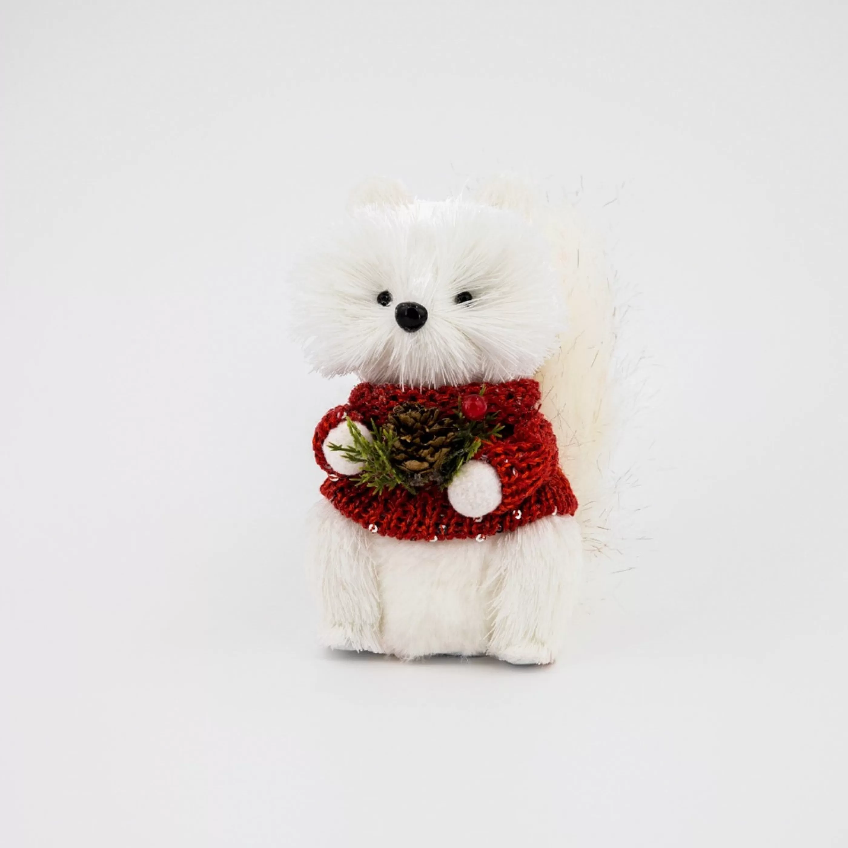 * Table Top Decorations | White Fox In Red Festive Jumper - 16Cm