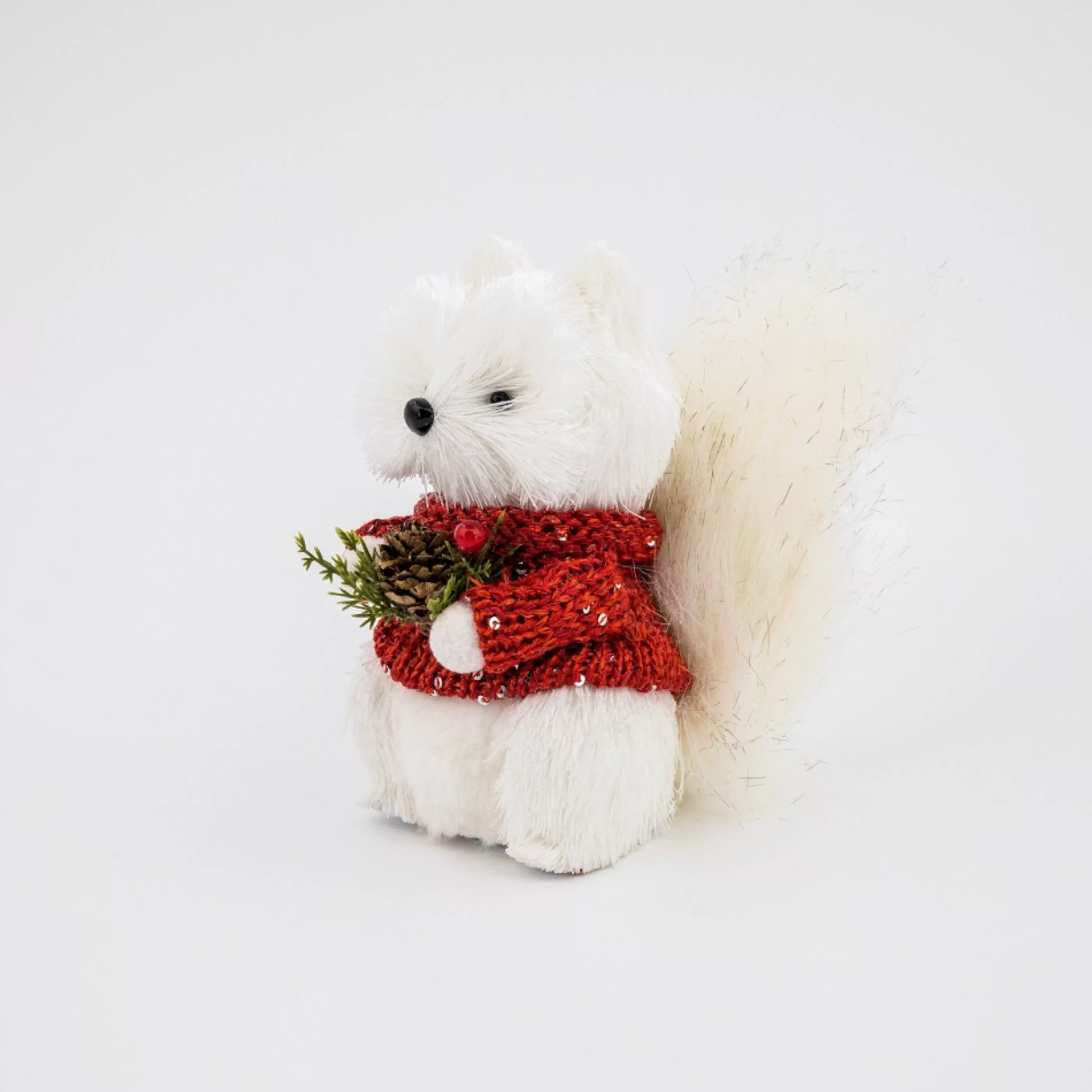 * Table Top Decorations | White Fox In Red Festive Jumper - 16Cm