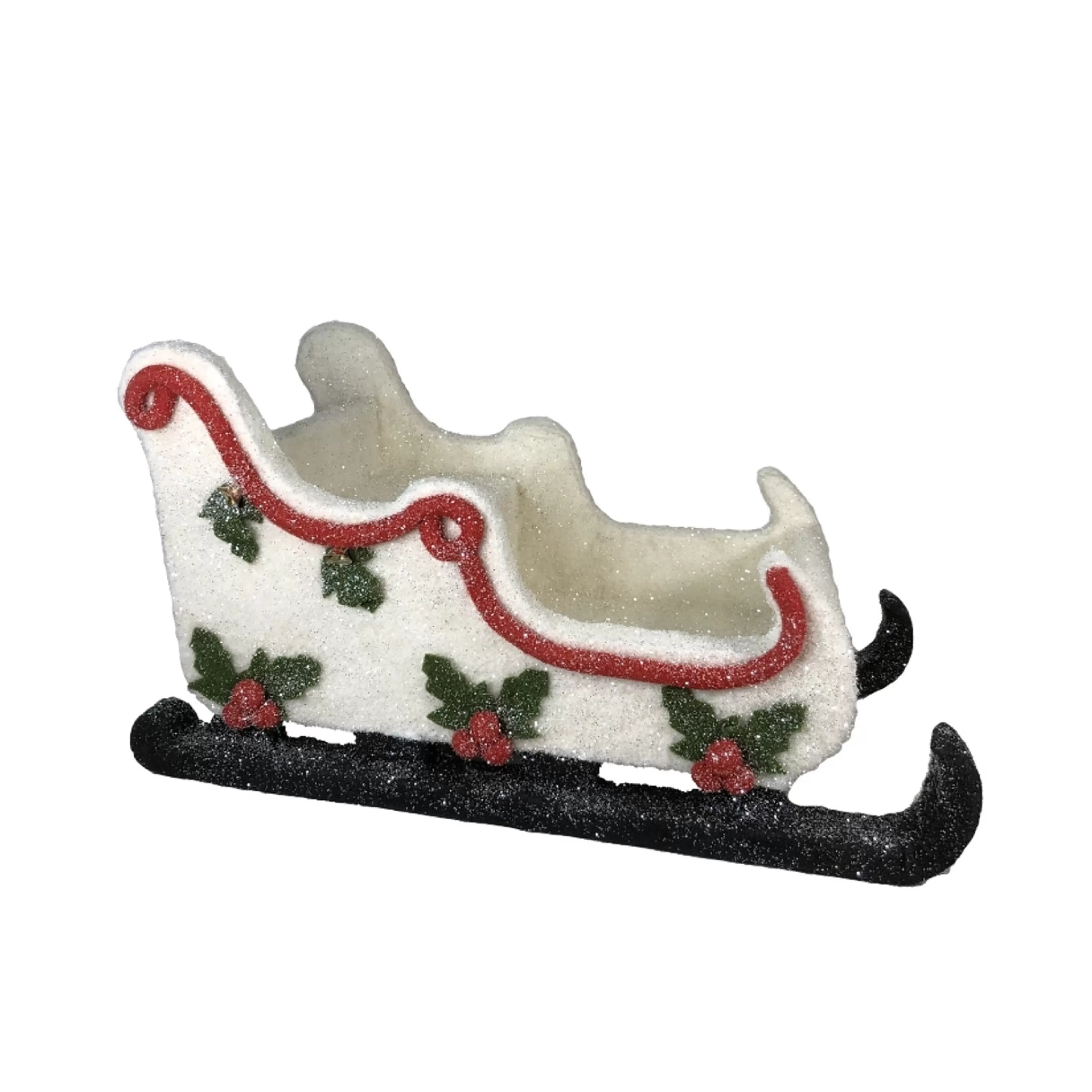 * Christmas Sleigh | White Glittered Foam Sleigh - 69Cm