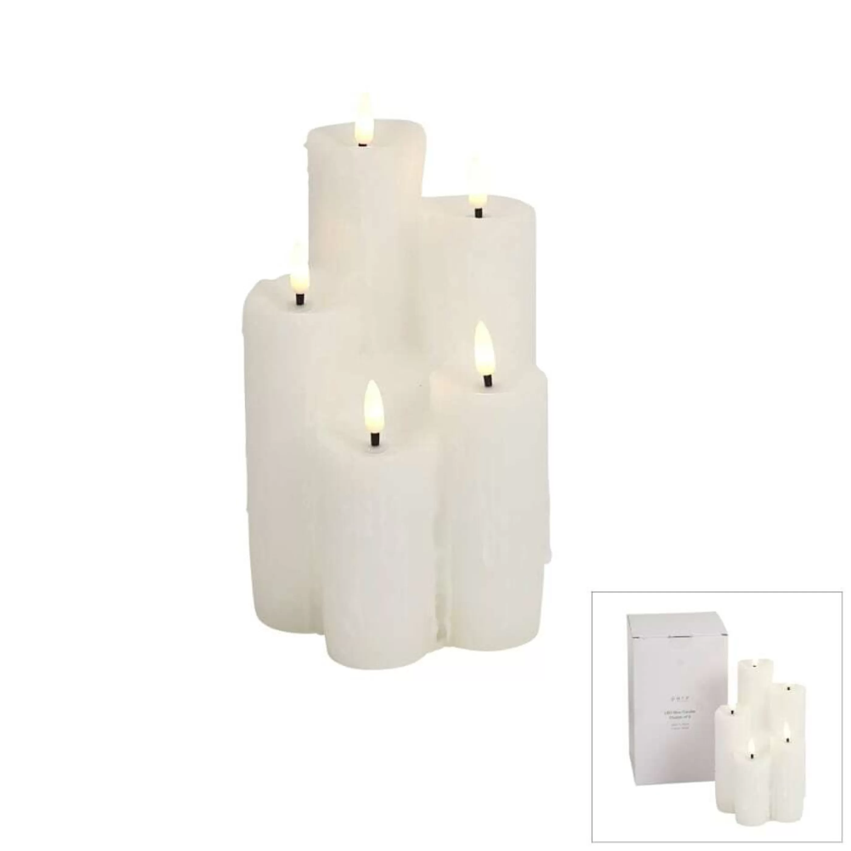 Store * White Heaven Led Wax Candle (Cluster Of 5) - 23Cm