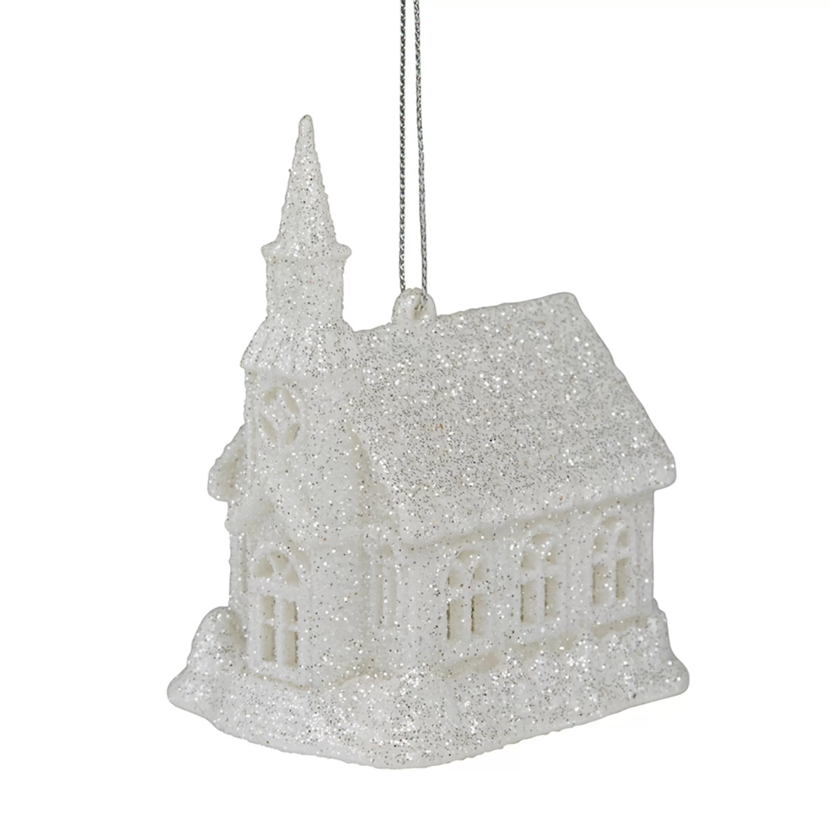 * Hanging Christmas Ornaments | White Light Up Church Hanging Ornament - 10Cm