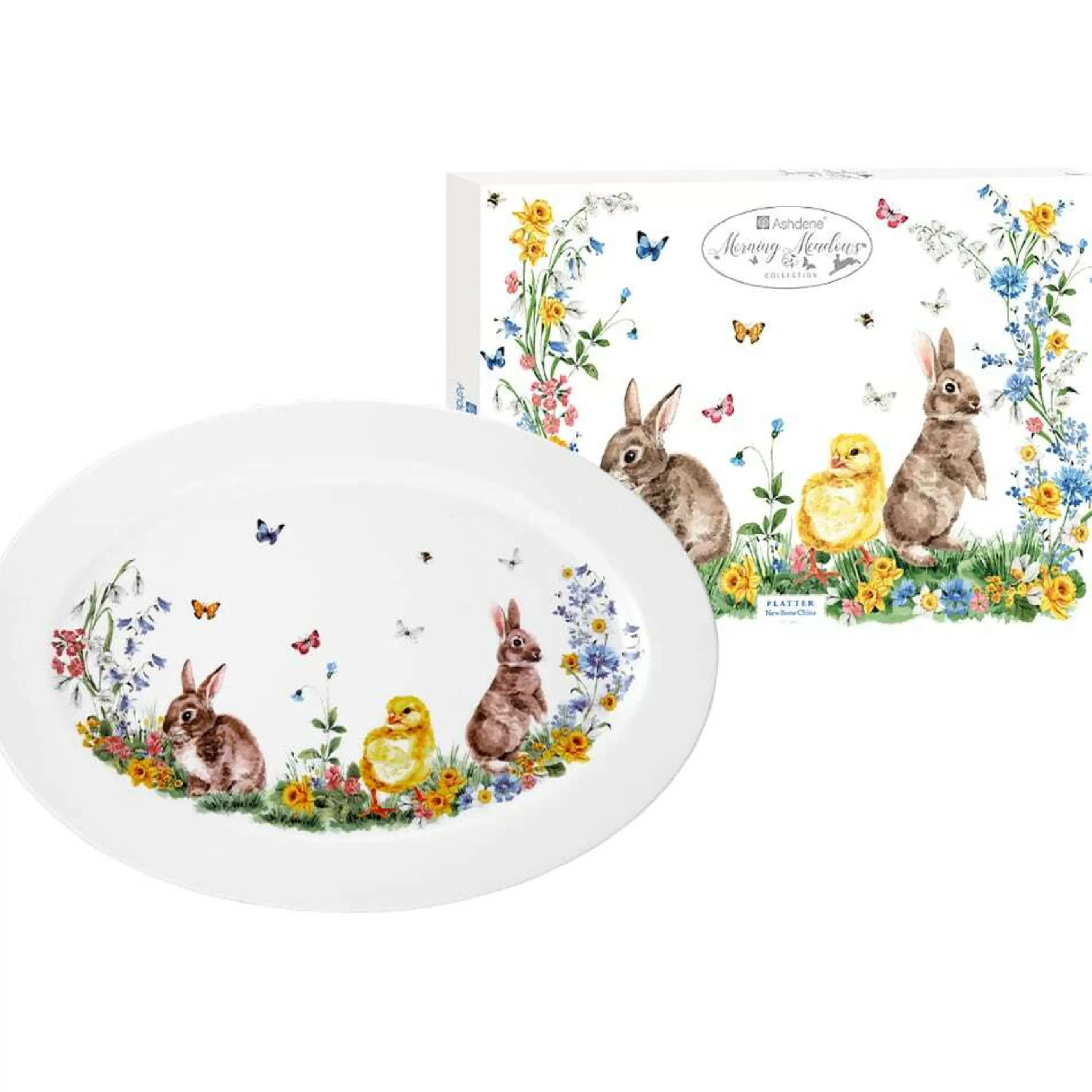 Sale Ladelle Ashdene White Morning Meadows Platter - 40Cm