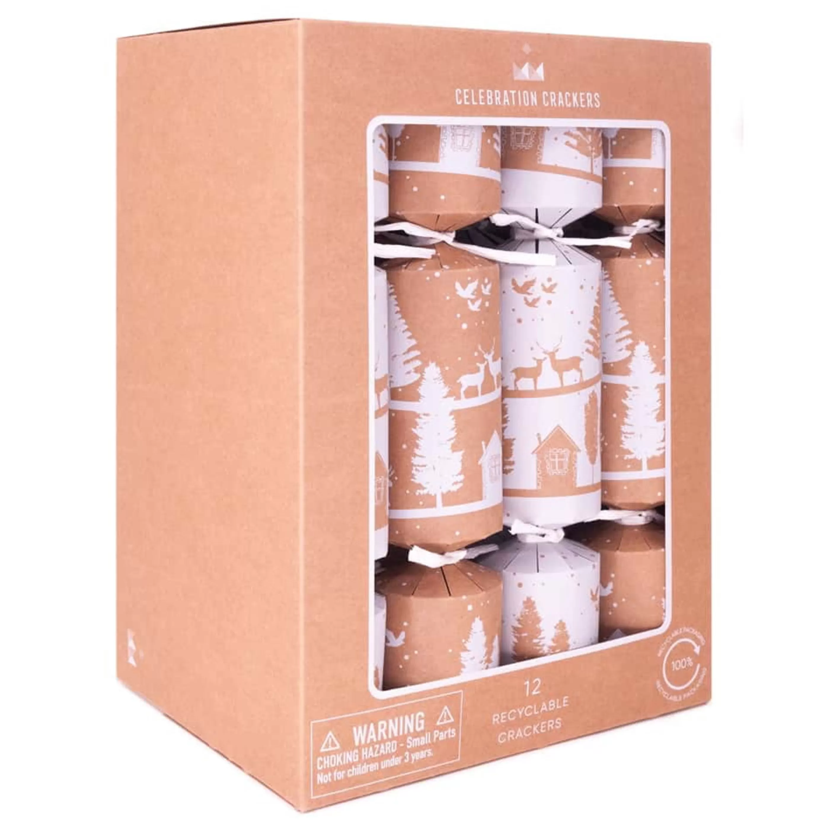 Fashion Celebration Crackers White Natural Deer Christmas Crackers (Pack Of 12) - 30Cm