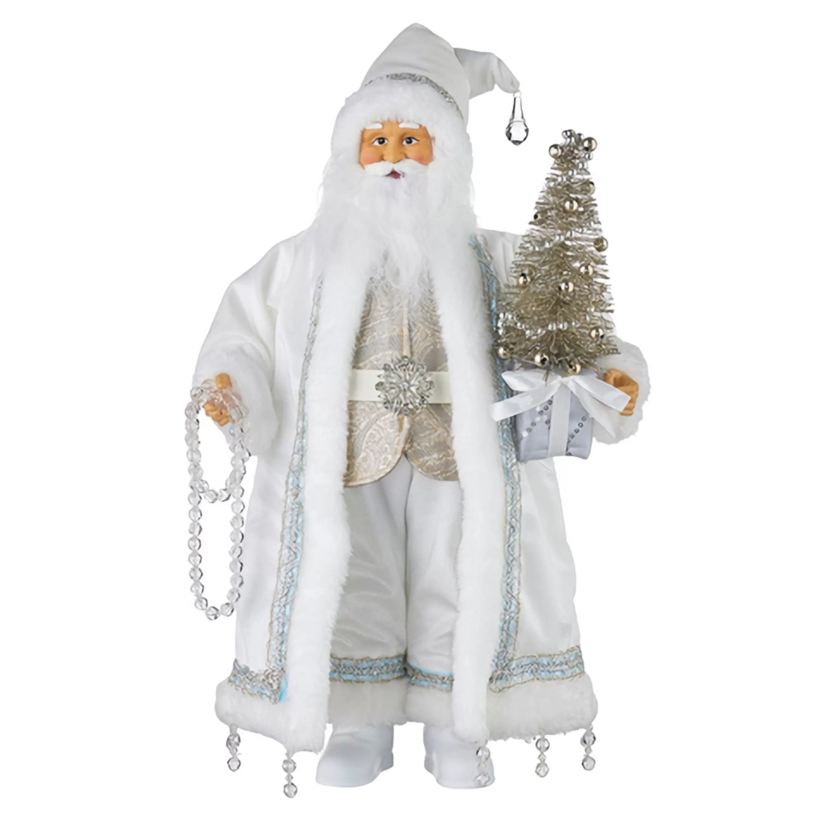 Best Sale RAZ Imports White Santa Claus In Coat And Jewels - 46Cm