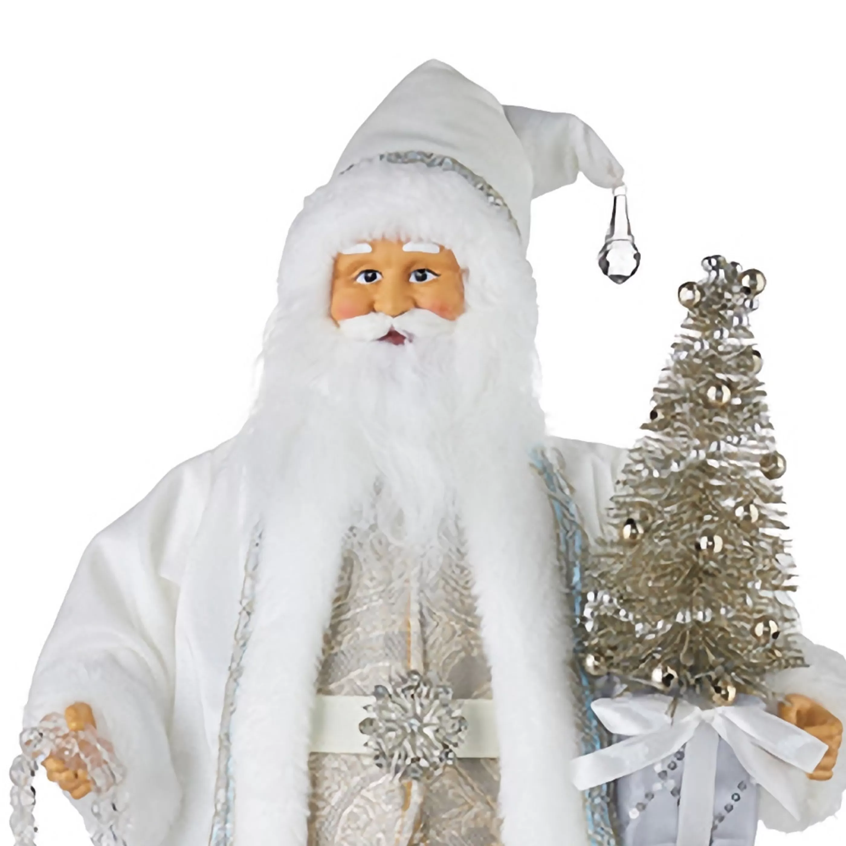 Best Sale RAZ Imports White Santa Claus In Coat And Jewels - 46Cm