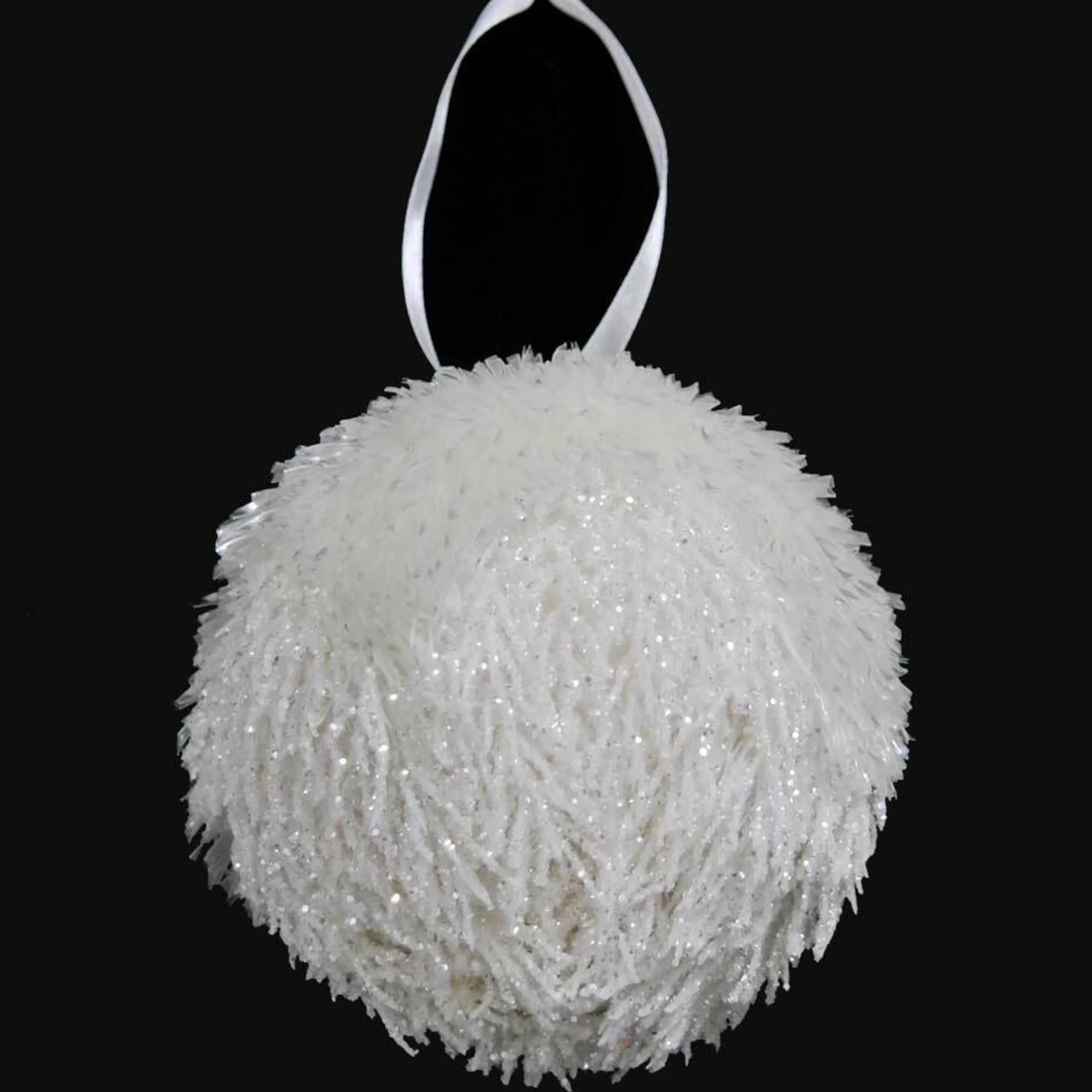 * Hanging Christmas Ornaments | White Snowball Ornament - 15Cm