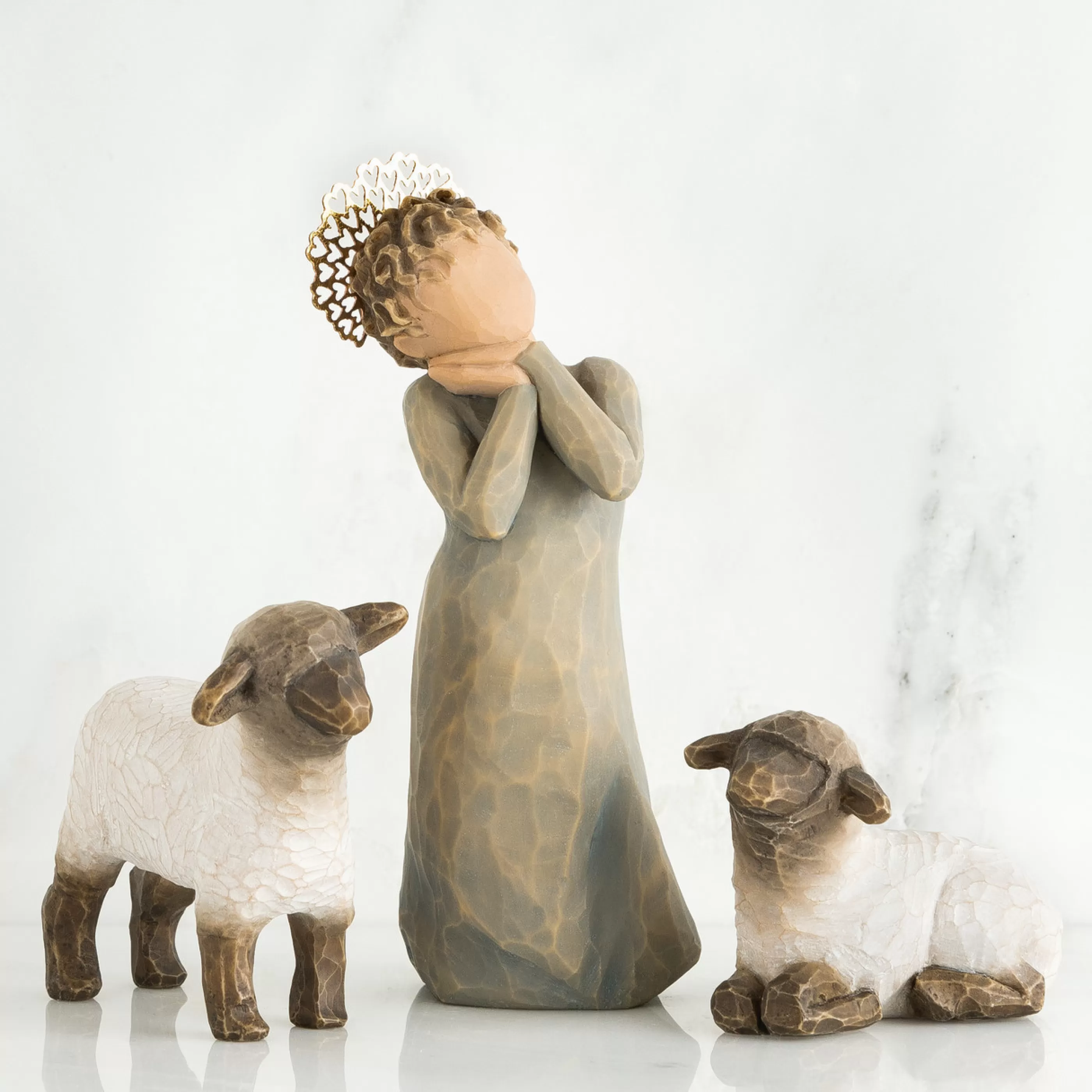 Willow Tree Table Top Decorations | - Nativity Little Shepherdess Figurine - 13Cm