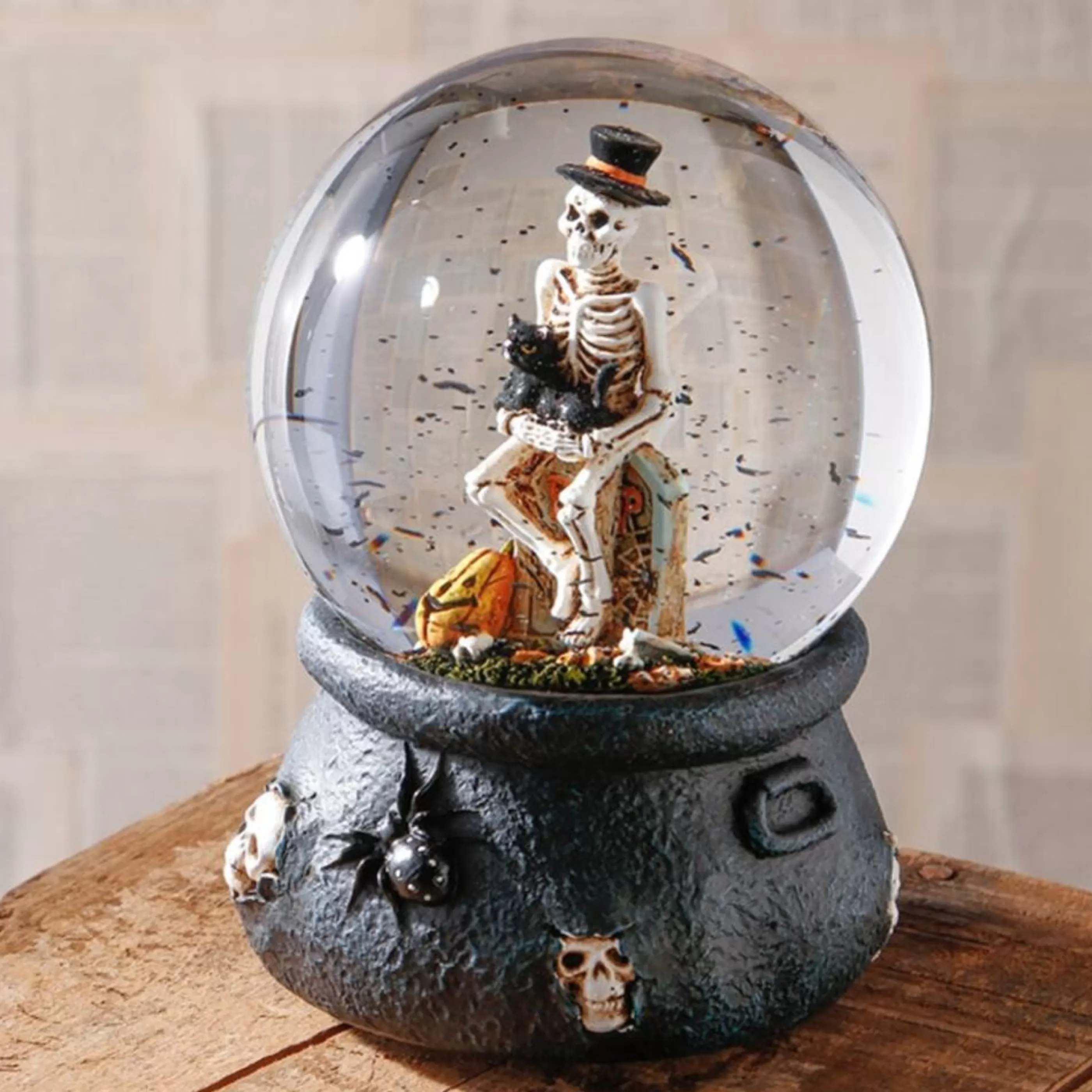 Fashion RAZ Imports Wind Up Musical Skeleton Water Globe - 17.5Cm