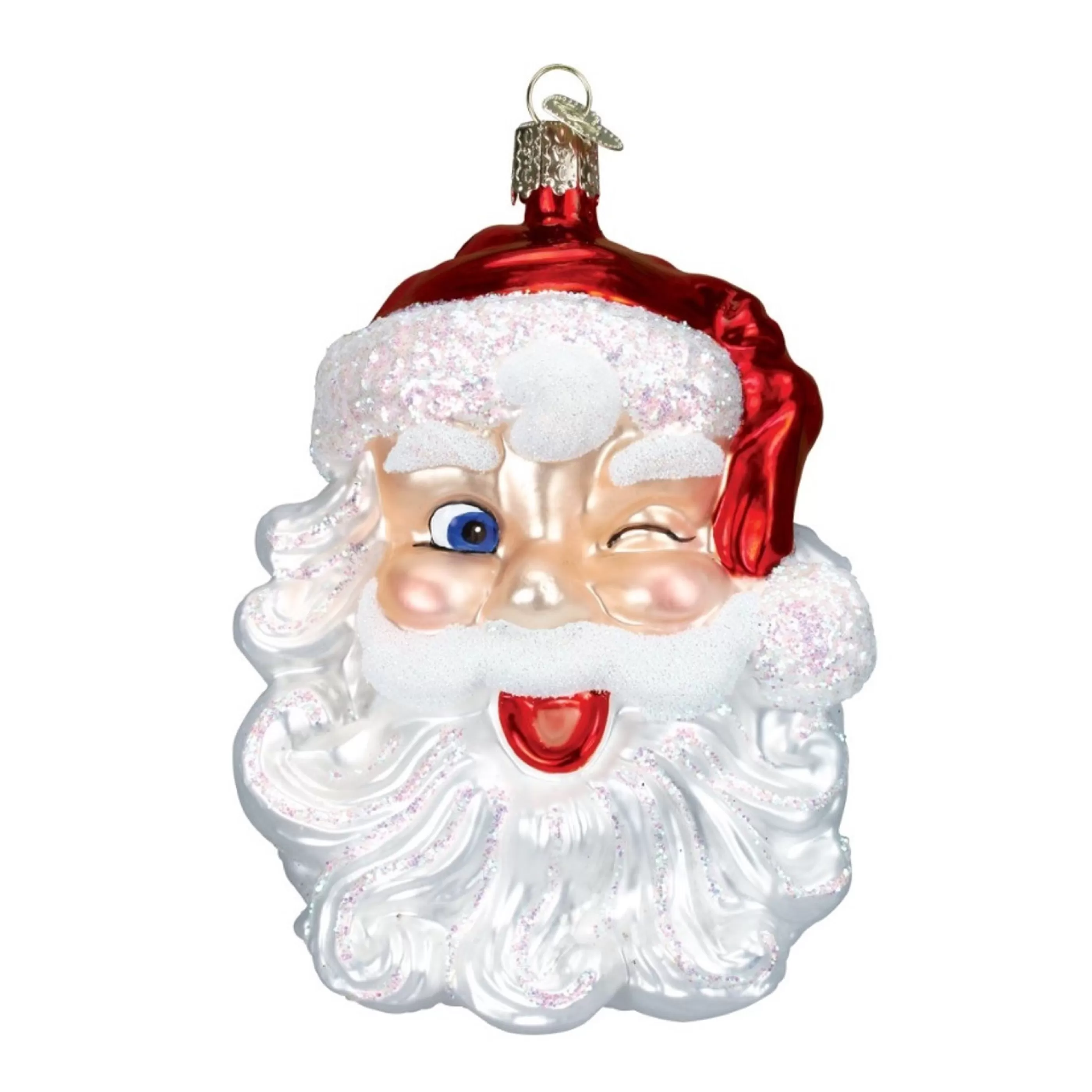 Old World Christmas Glass Hanging Christmas Ornaments | Winking Santa Claus Glass Ornament - 12Cm