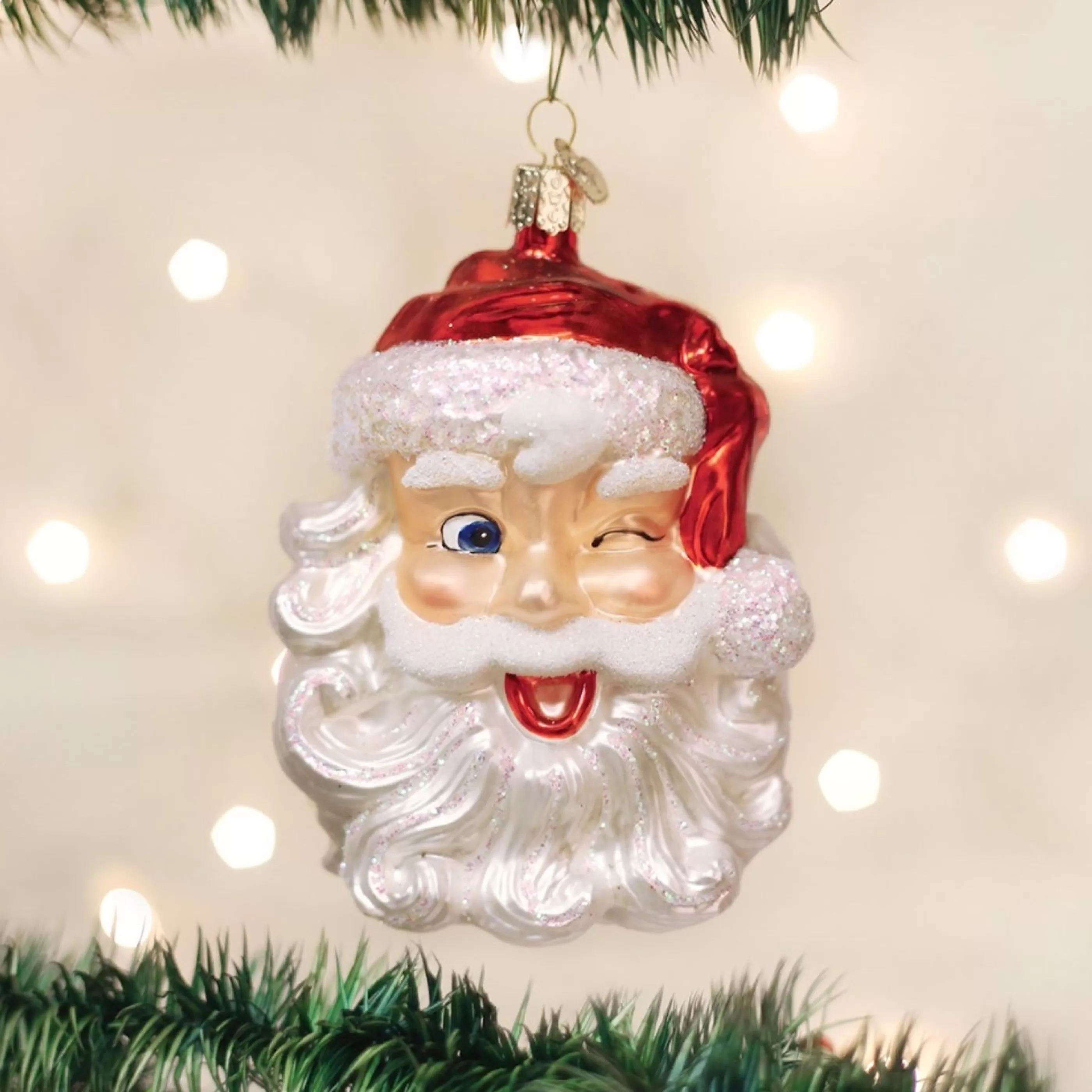 Old World Christmas Glass Hanging Christmas Ornaments | Winking Santa Claus Glass Ornament - 12Cm