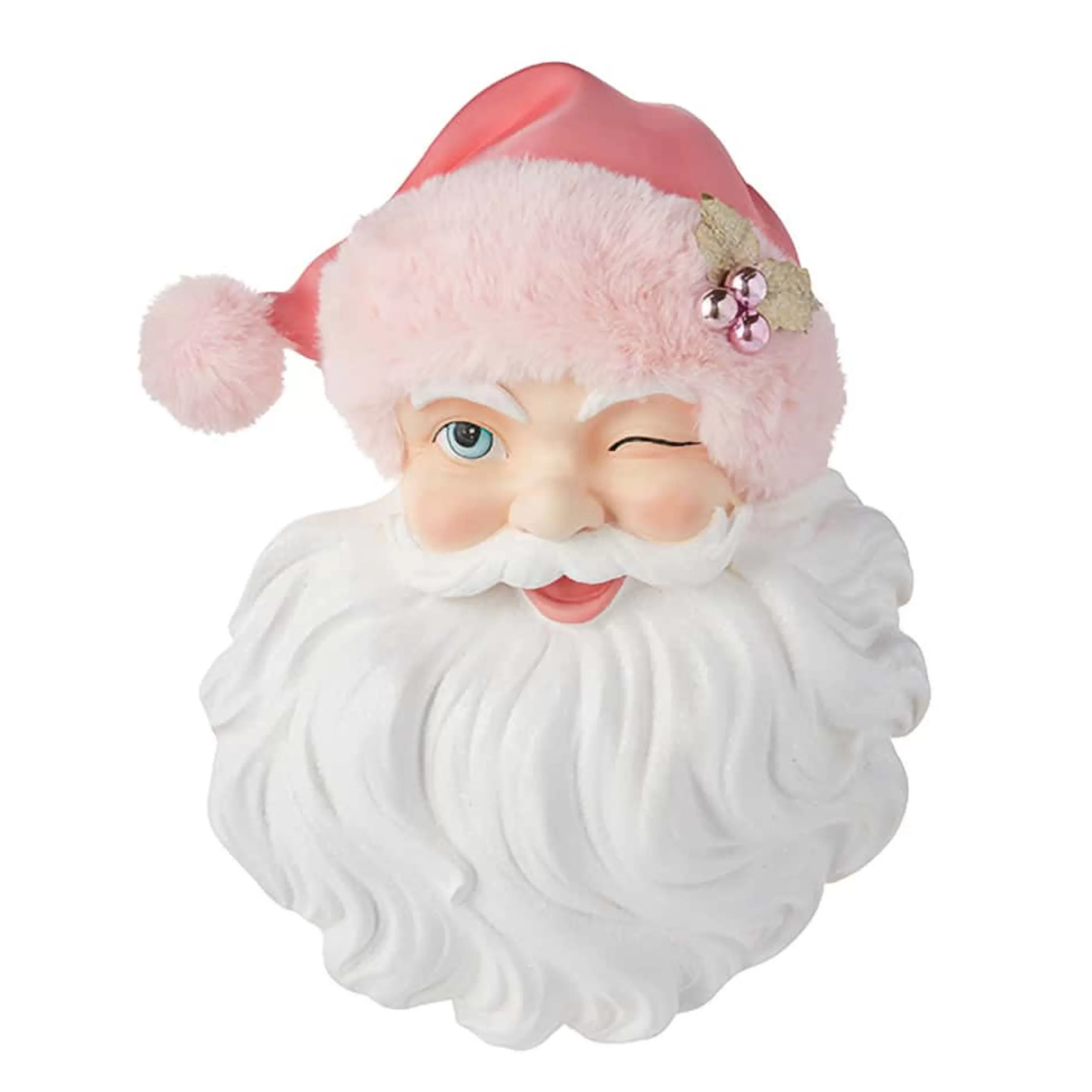 RAZ Imports Wall Signs & Decorations | Winking Santa Face With Pink Hat Wall Art - 43Cm